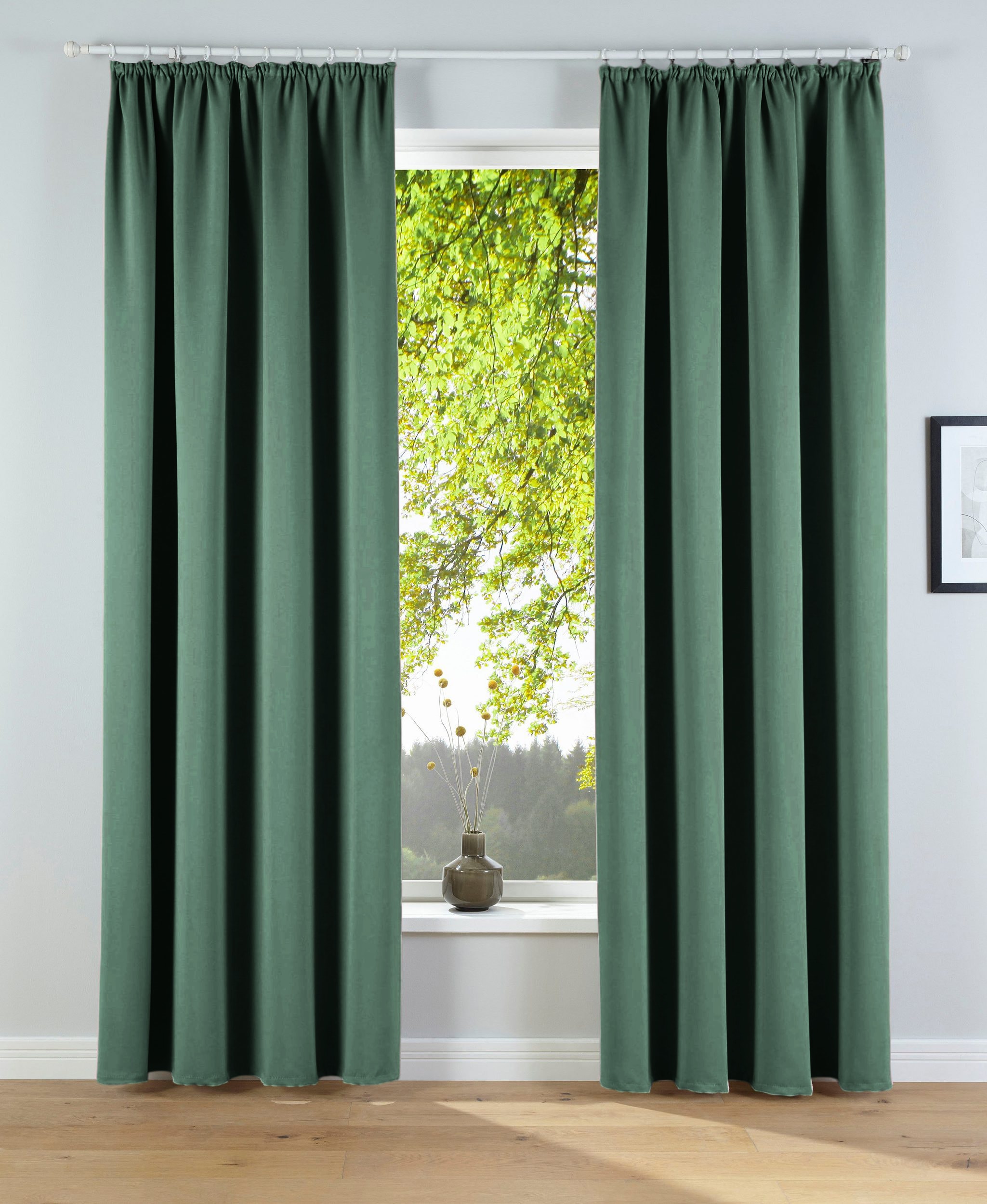 OTTO home 1100000002199 "Solana, Gardinen mit Kräuselband, Vorhänge, Wohnzimmer, modern," Kräuselband 2 Stk. tlg. 2er-Set Verdunklungsvorhang mit Thermofunktion, Bestseller, einfarbig