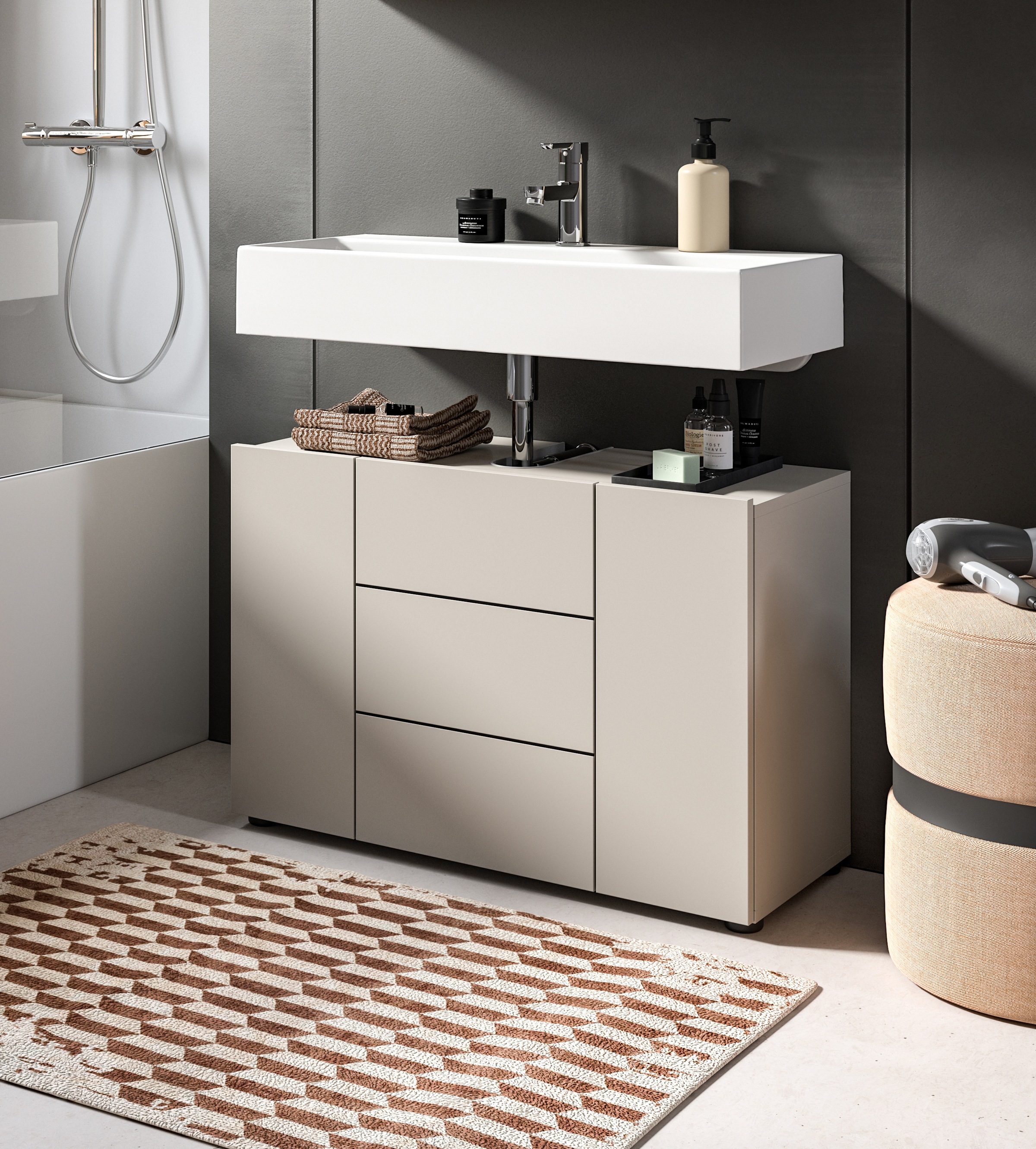 welltime Waschbeckenunterschrank "BIEL, Breite: 82 cm, 3 Türen, 4 Fächer, S günstig online kaufen