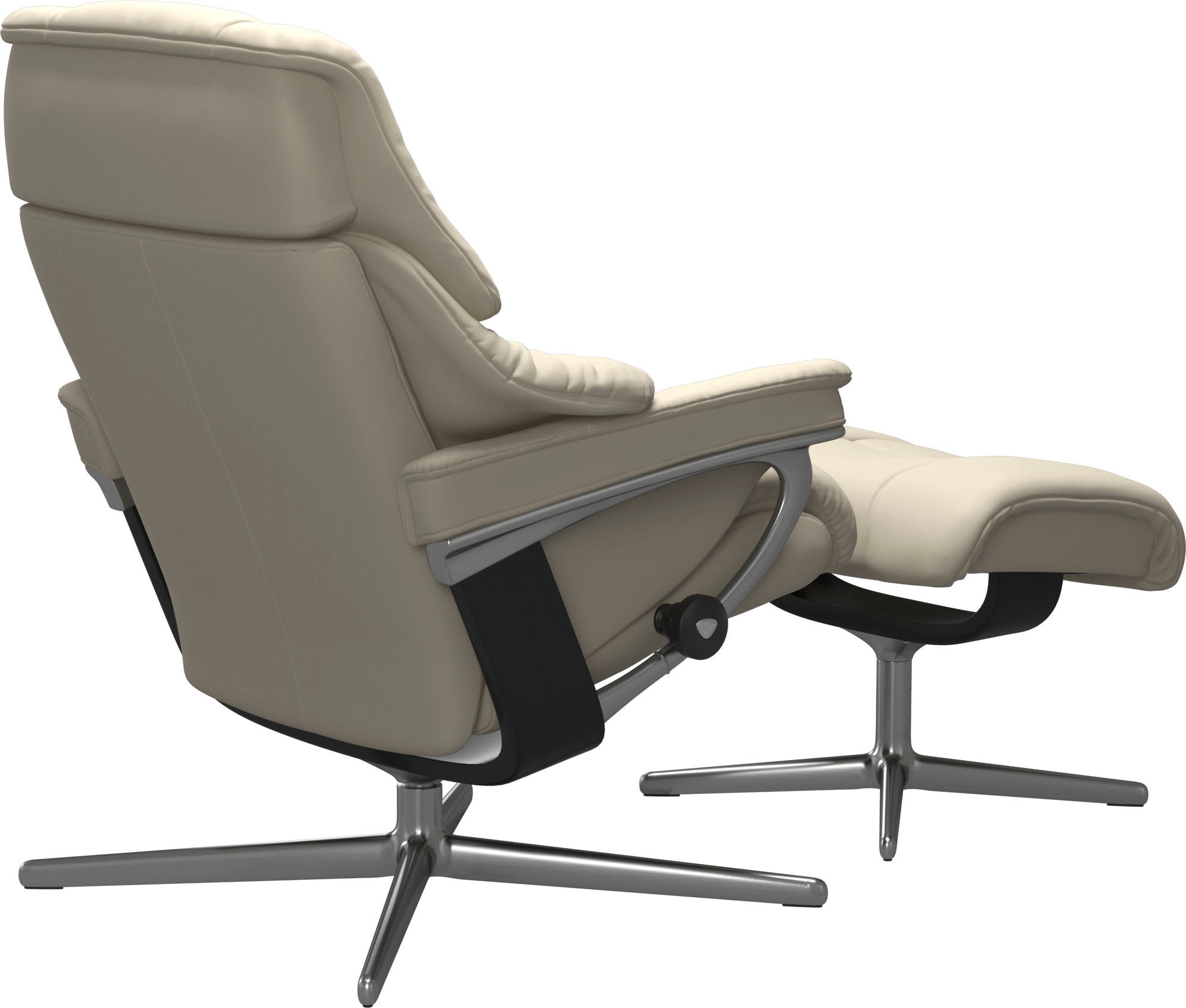 Stressless® Relaxsessel »Reno«, (Set, Relaxsessel mit Hocker), mit Hocker, mit Cross Base, Größe S, M & L, Holzakzent Schwarz