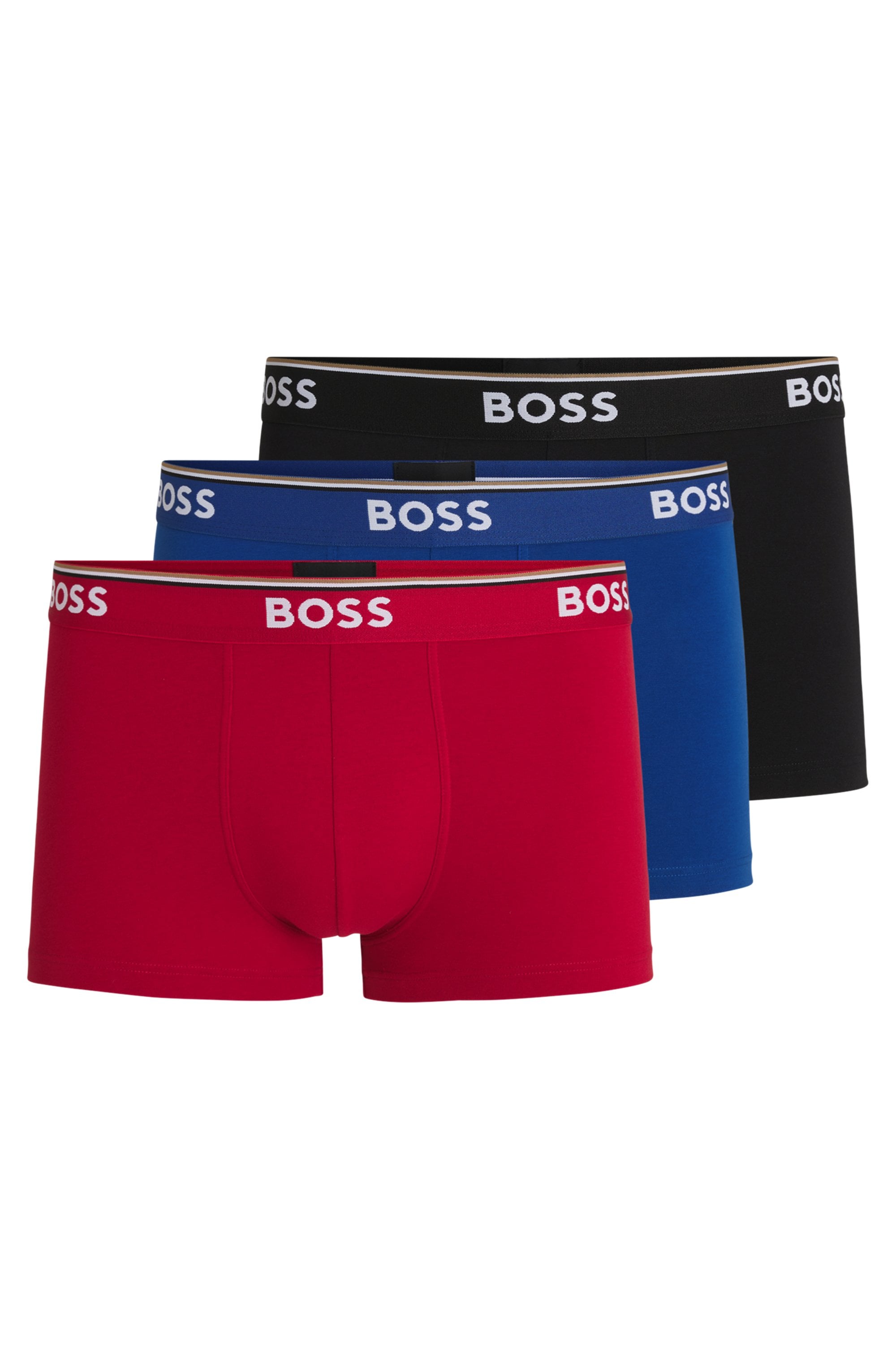 BOSS Herren Boxer "TRUNK 3 PACK", Gr. M, bunt, Jersey, Obermaterial: 95% Baumwolle, 5% Elasthan, Unterhosen, BOSS Schriftzug auf dem Bund
