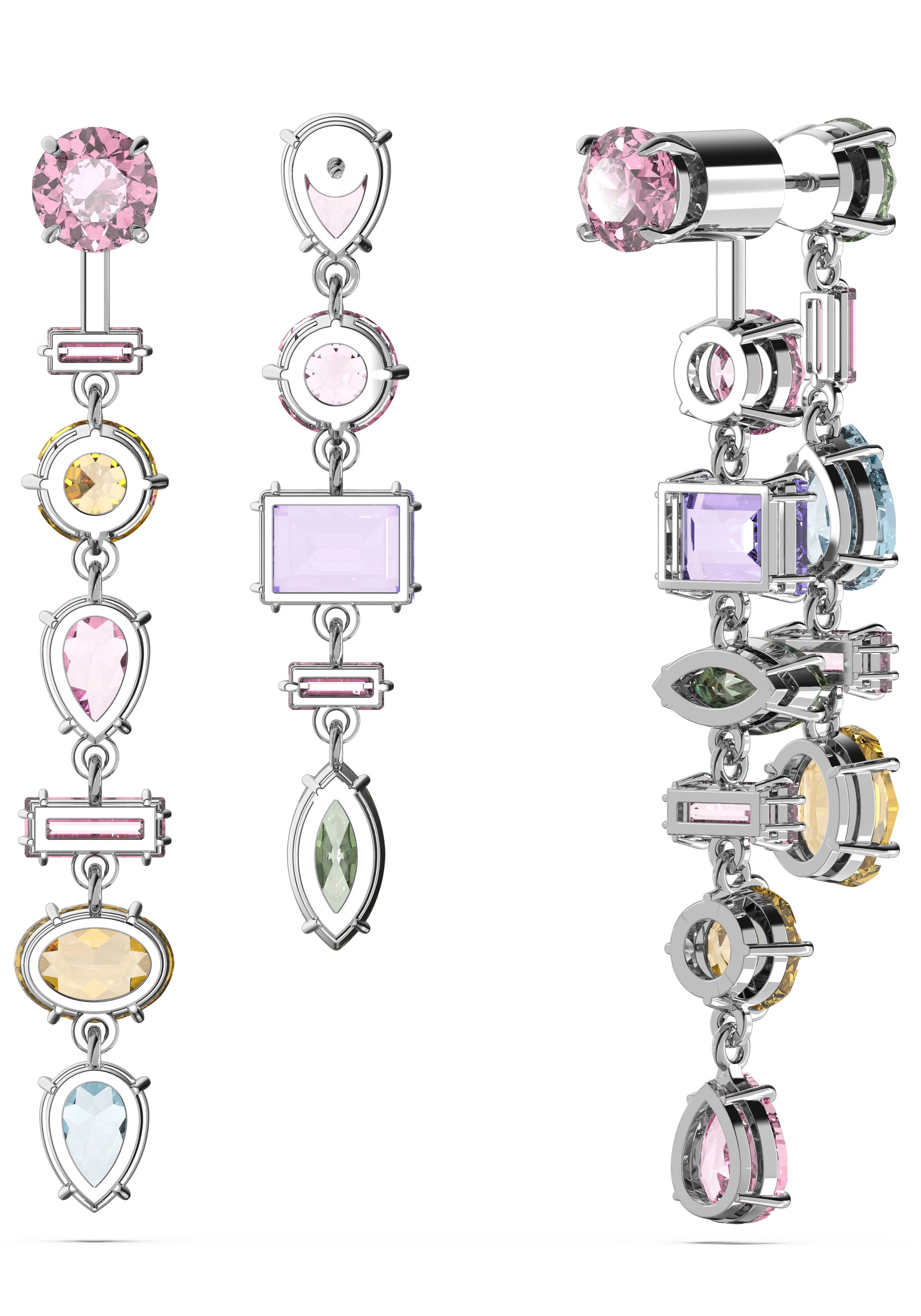 Paar Ohrstecker SWAROVSKI "GEMA", bunt (metallfarben, rosa, orange, blau, grün, türkis, rosa, orange, blau, grün, türkis), Ohrringe, Damen, Metall, mit Swarovski Kristall 4