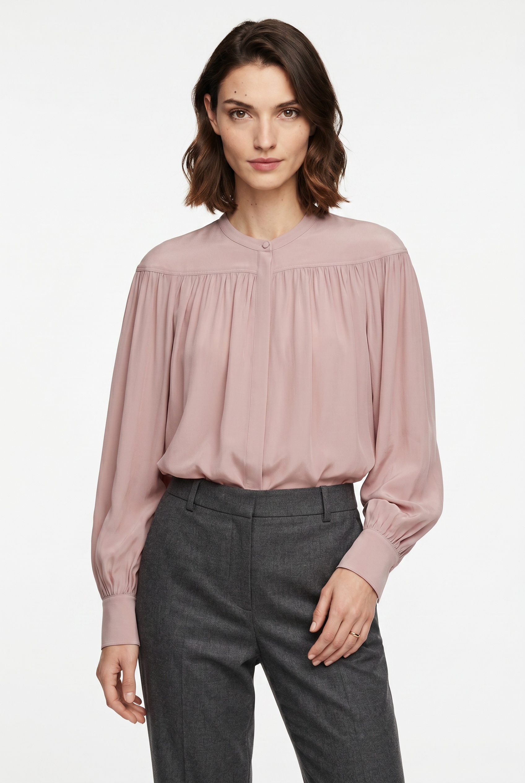BOSS ORANGE Langarmbluse "Bethena Premium Damenmode" mit verdeckter Knopfleiste, Relaxed Fit