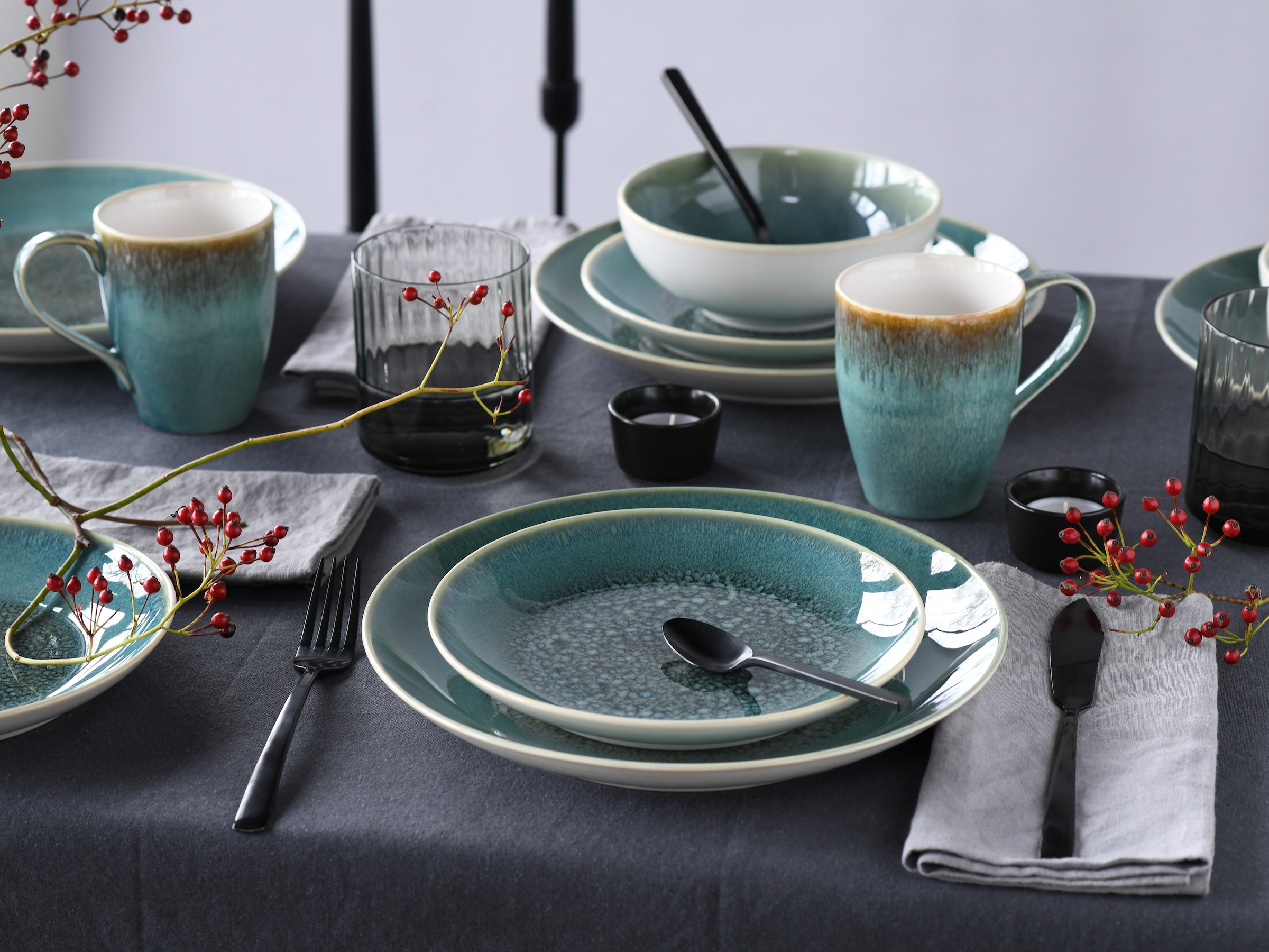 CreaTable Kombiservice »Caldera, Kombi-Service, 16-tlg«, (Set, 16 tlg.), Reaktivglasur