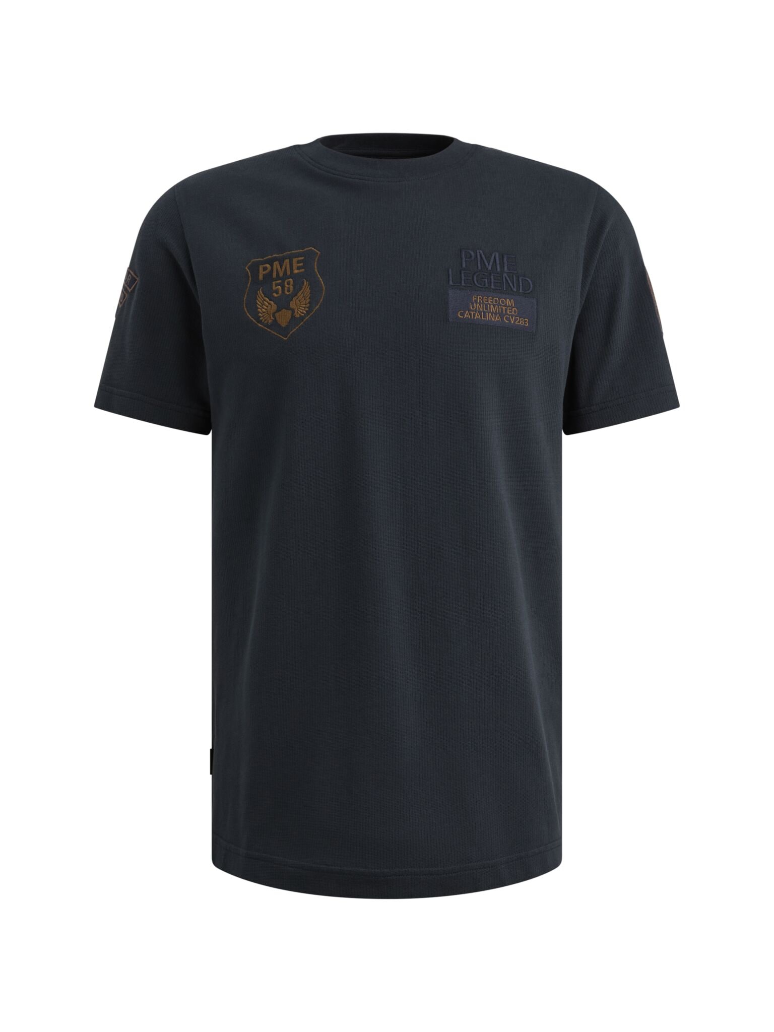 PME LEGEND T-Shirt »Short sleeve r-neck flat waffle jersey« mit Logo Prints