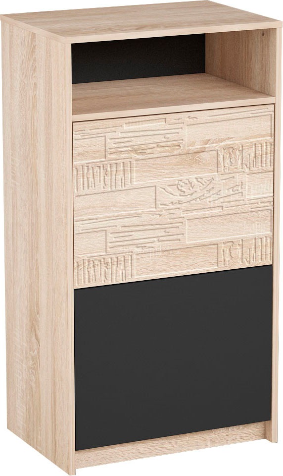 Schuhkommode Brick schwarzer graphit, eiche sonmoa B/H/T: 60 cm x 112 cm x 42 cm