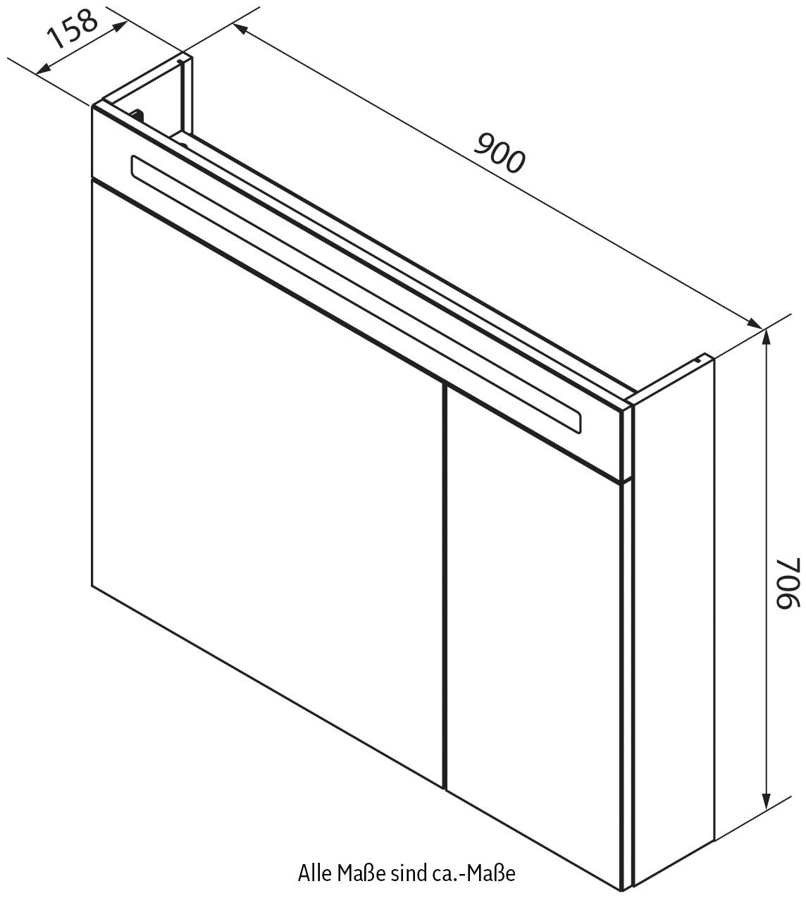 - Türen, Badmöbel 90 FACKELMANN 2 cm, Spiegelschrank Alaska-Esche«, 90 doppelseitig | BAUR »CL Breite verspiegelt