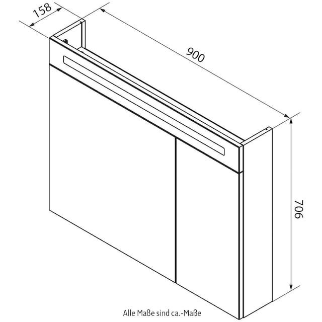 FACKELMANN Spiegelschrank »CL 90 - Alaska-Esche«, Badmöbel Breite 90 cm, 2  Türen, doppelseitig verspiegelt | BAUR