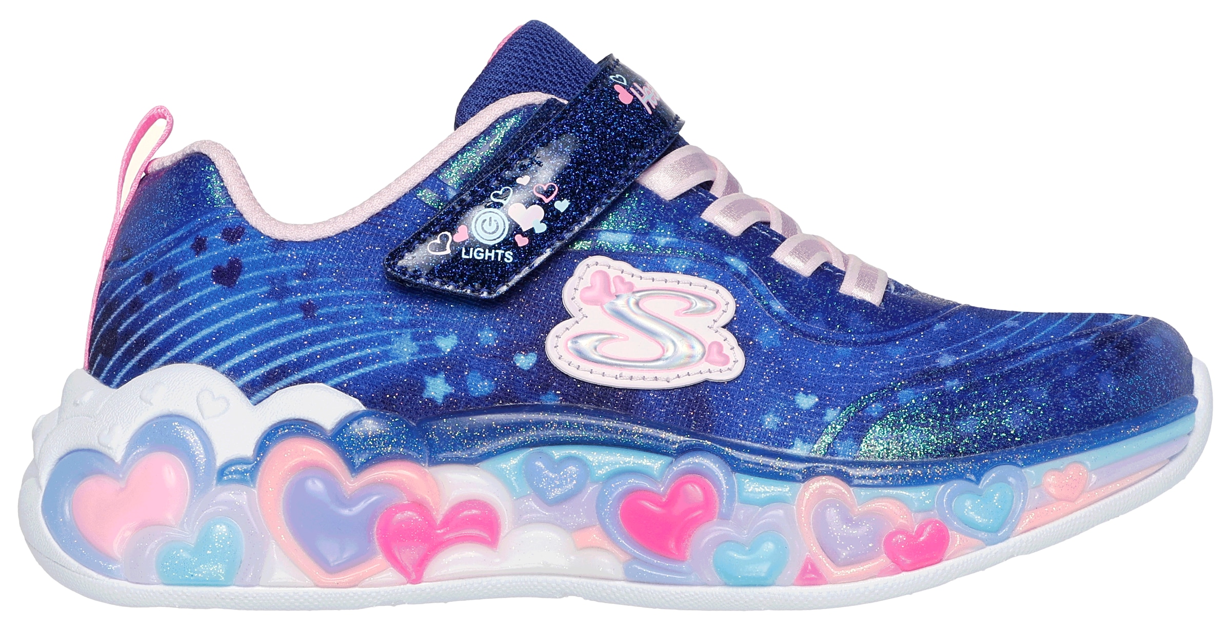 Skechers Sneaker »ETERNAL HEART LIGHTS«, Blink,-Klettschuh mit Herz-Applikation, Größenschablone zum Download