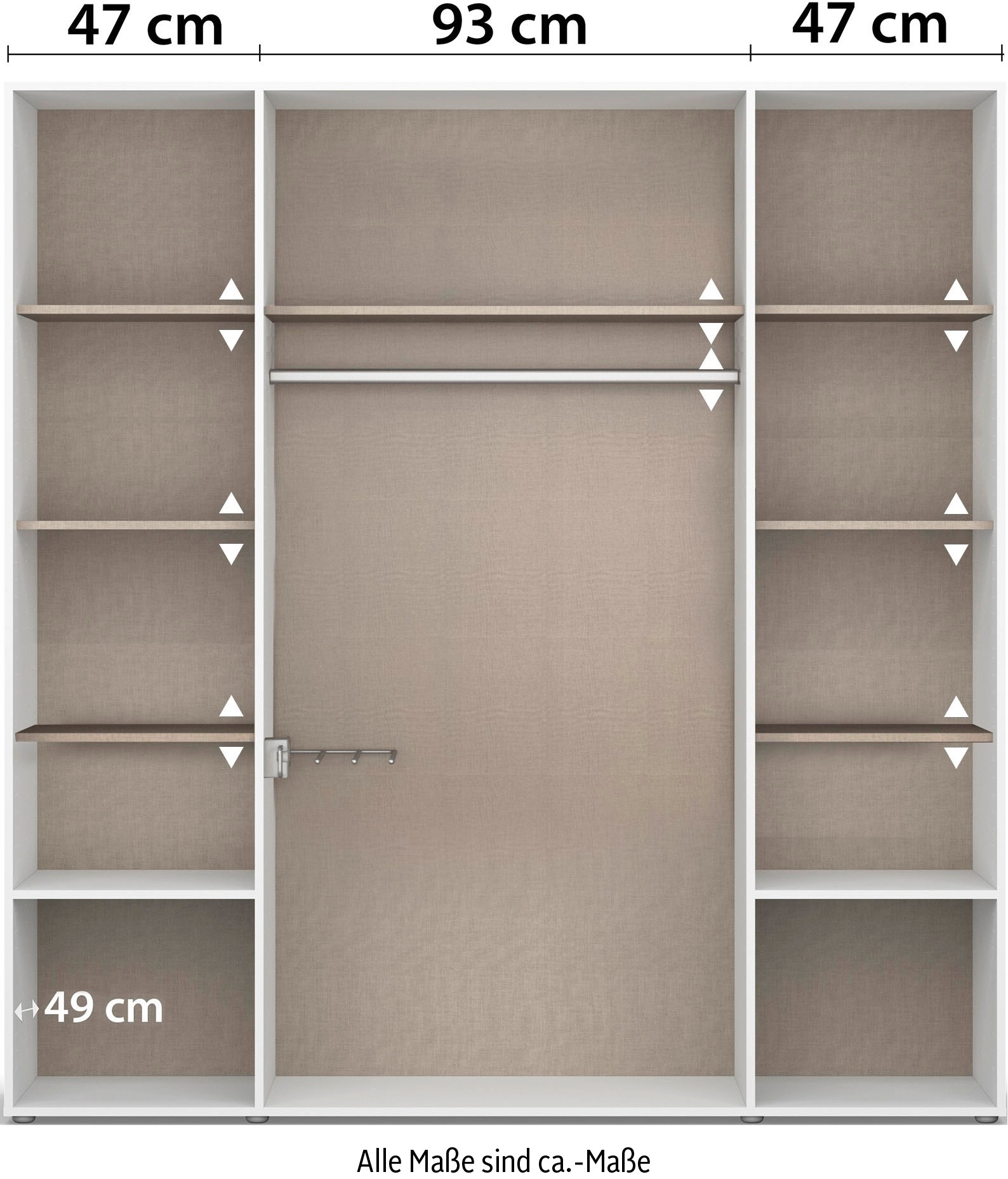 rauch Drehtürenschrank »Kleiderschrank Schrank Garderobe Wäscheschrank VOYAGER«, (in 3 verschiedenen Ausstattungen BASIC/CLASSIC/PREMIUM), moderne Griffe in Graumetallic mit Außenschubkästen MADE IN GERMANY