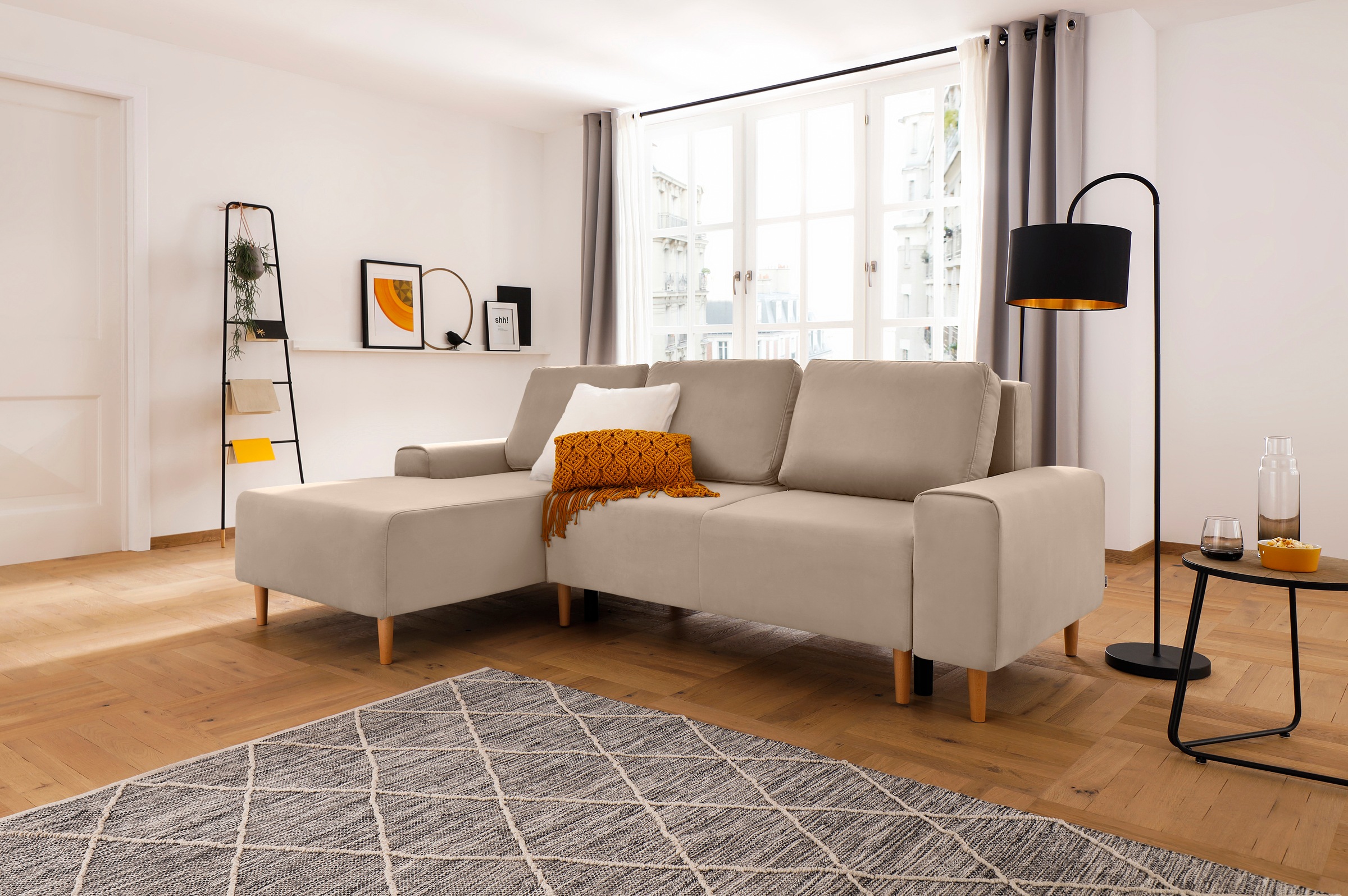 INOSIGN Ecksofa »Samu L-Form«, wahlweise mit Bettfunktion und Bettkasten