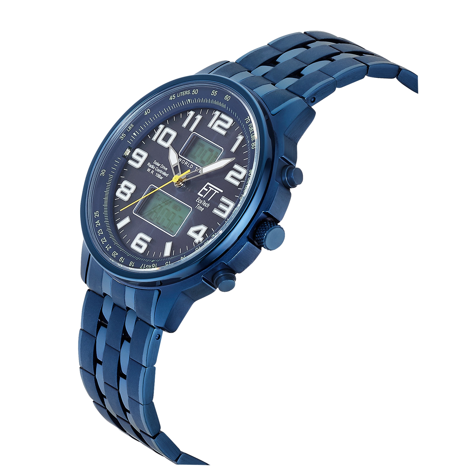 ETT Funkchronograph »Hunter« Armbanduhr, Solar, Herrenuhr, Edelstahlarmband, analog, digital