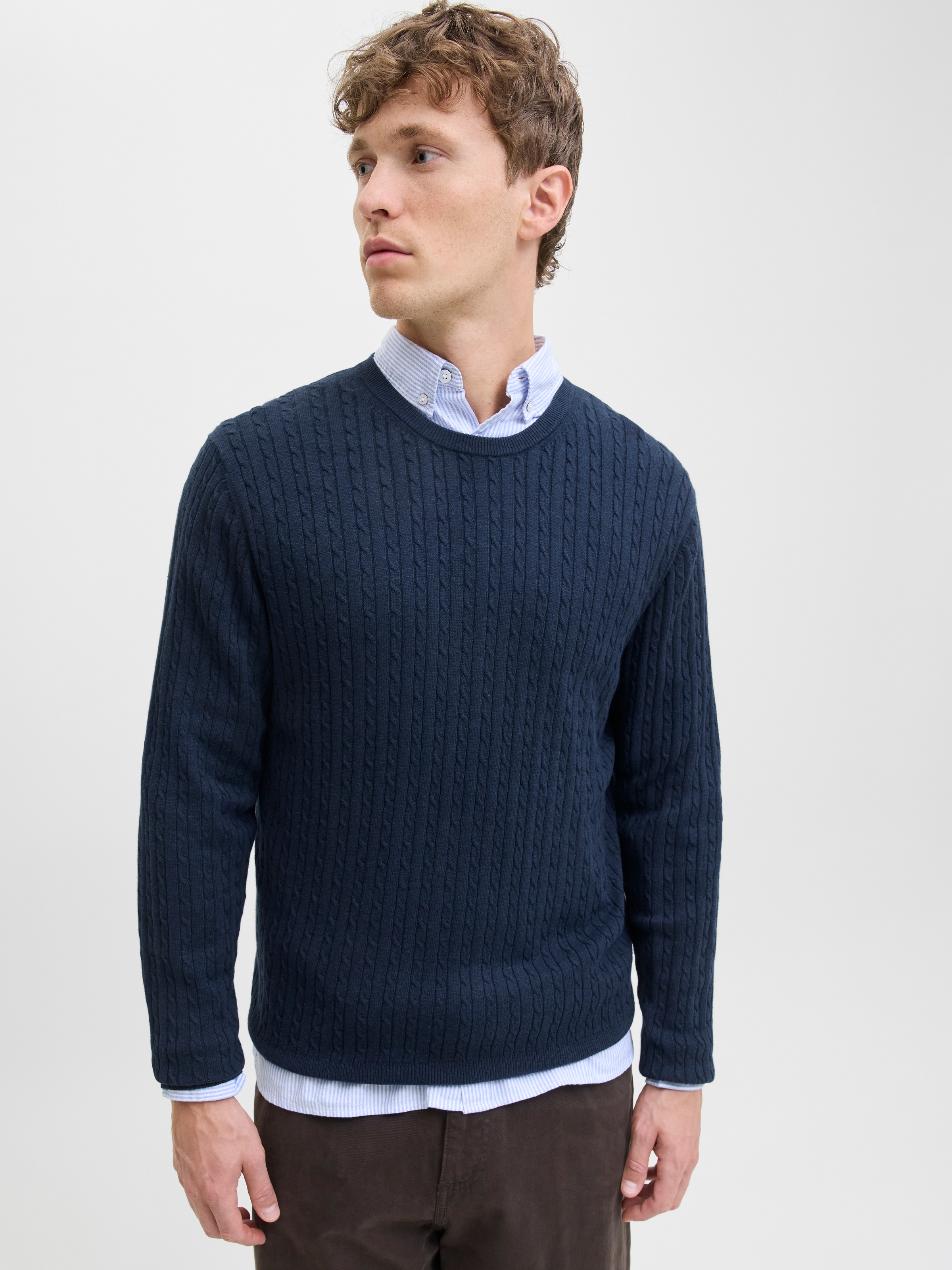 Jack & Jones Strickpullover "JJEEMIL KNIT CABLE CREW NECK NOOS" günstig online kaufen
