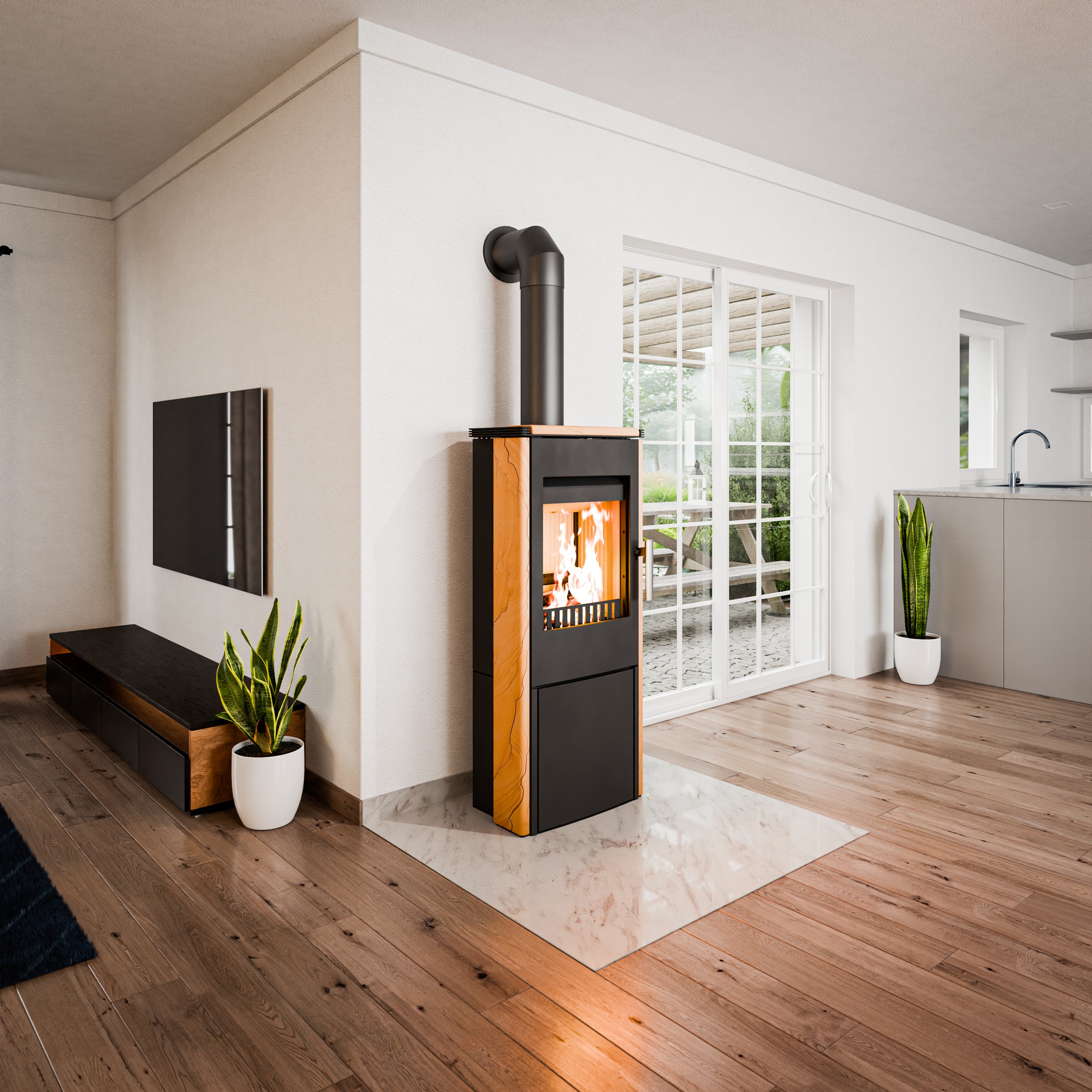 Haas + Sohn Kaminofen »MONTEGROTTO easy, tief-schwarz, Woodstone«