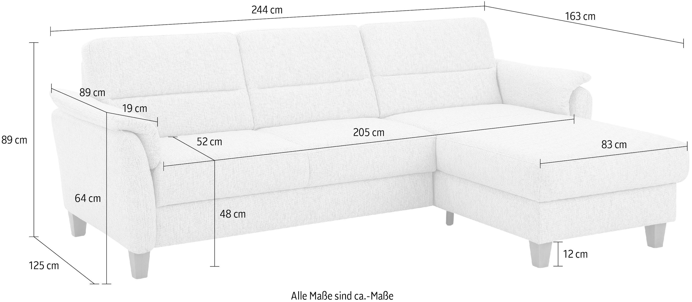 Home affaire Ecksofa »Palmera L-Form«, Federkern, wahlweise mit Bettfunktion und mit/ohne Bettkasten