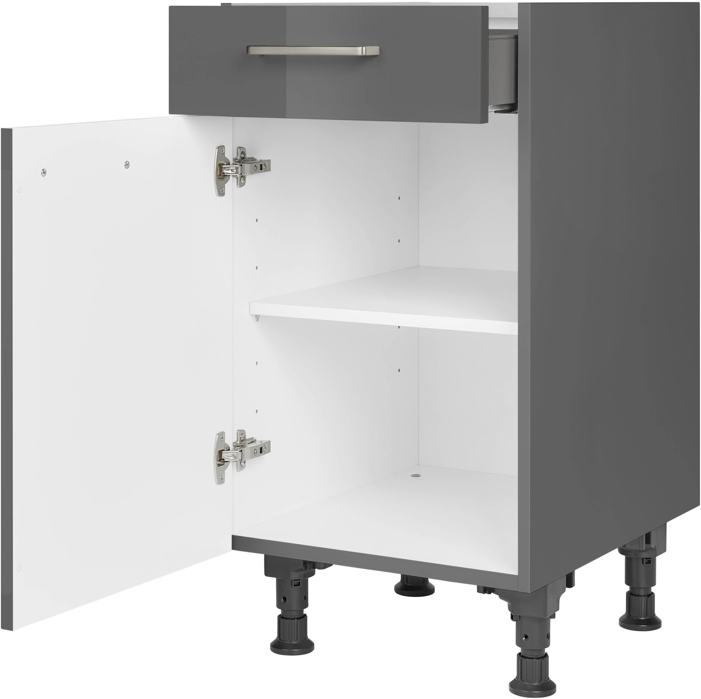 nobilia® Unterschrank »"Flash", Ausrichtung wählbar, vormontiert, in den Breiten 30, 45 und«, 60 cm, mit höhenverstellbaren Sockelfüßen, vormontiert