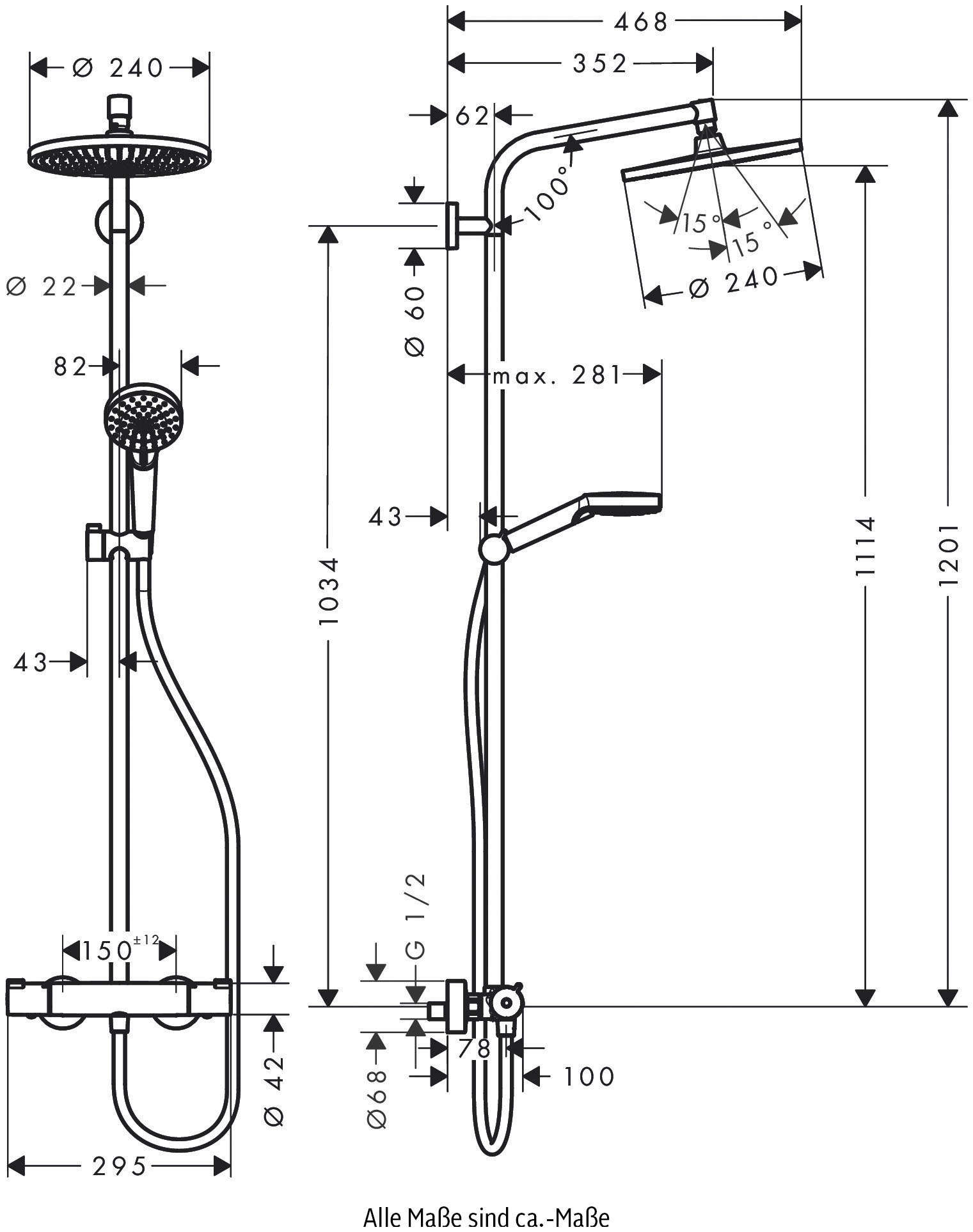 hansgrohe Duschsystem »Crometta S«, (Komplett-Set), 24cm, mit Thermostat, chrom