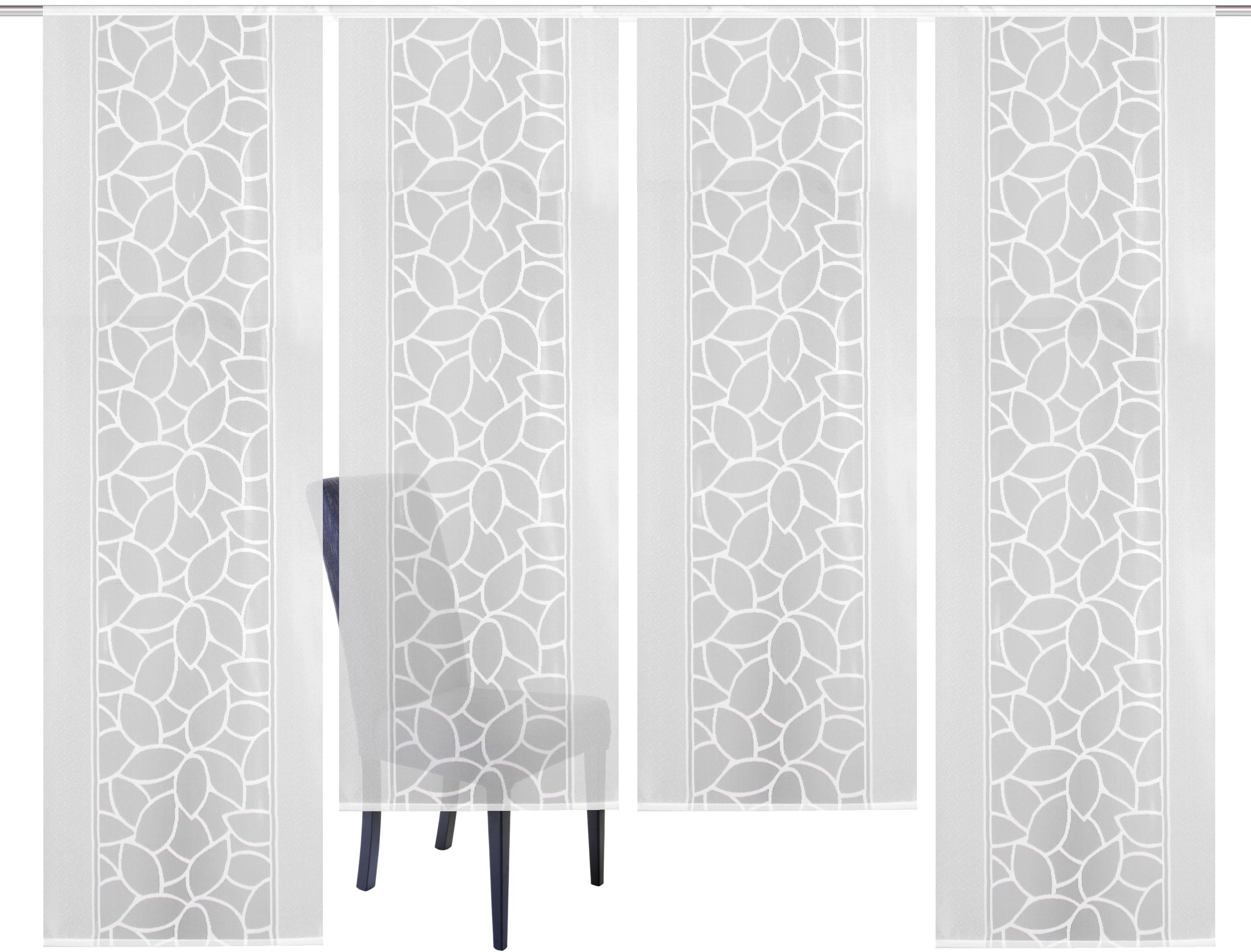 Thumbnail - HOME WOHNIDEEN Schiebegardine "JENNA" Klettband 4 Stk. tlg. Schiebevorhang Jacquard Set, HxB: 245x57