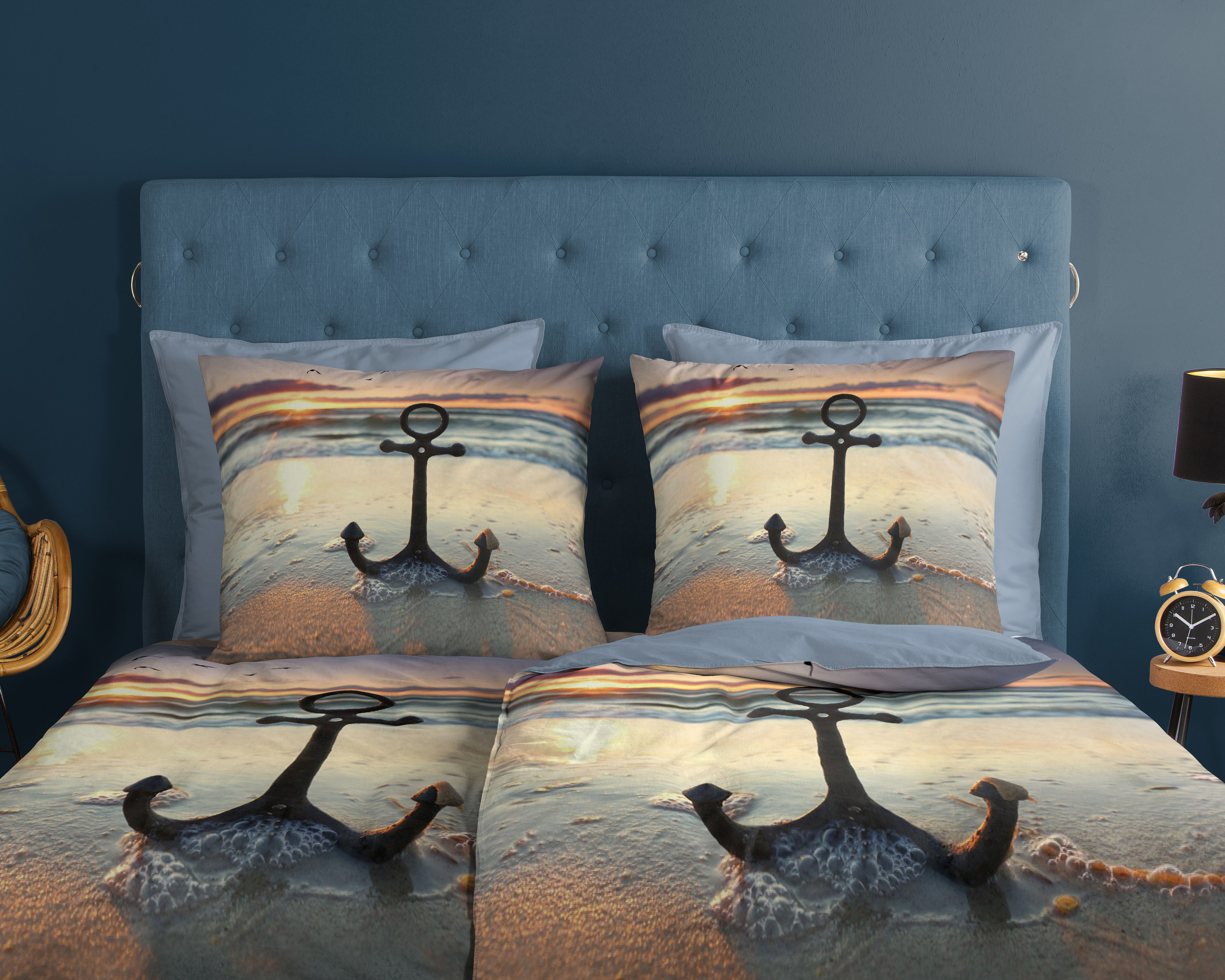 Thumbnail - good morning Wendebettwäsche "Mar" 3 Stk. Baumwolle, 135x200, Reißverschluss, Wendeoptik, Strand, Meer, Maritim