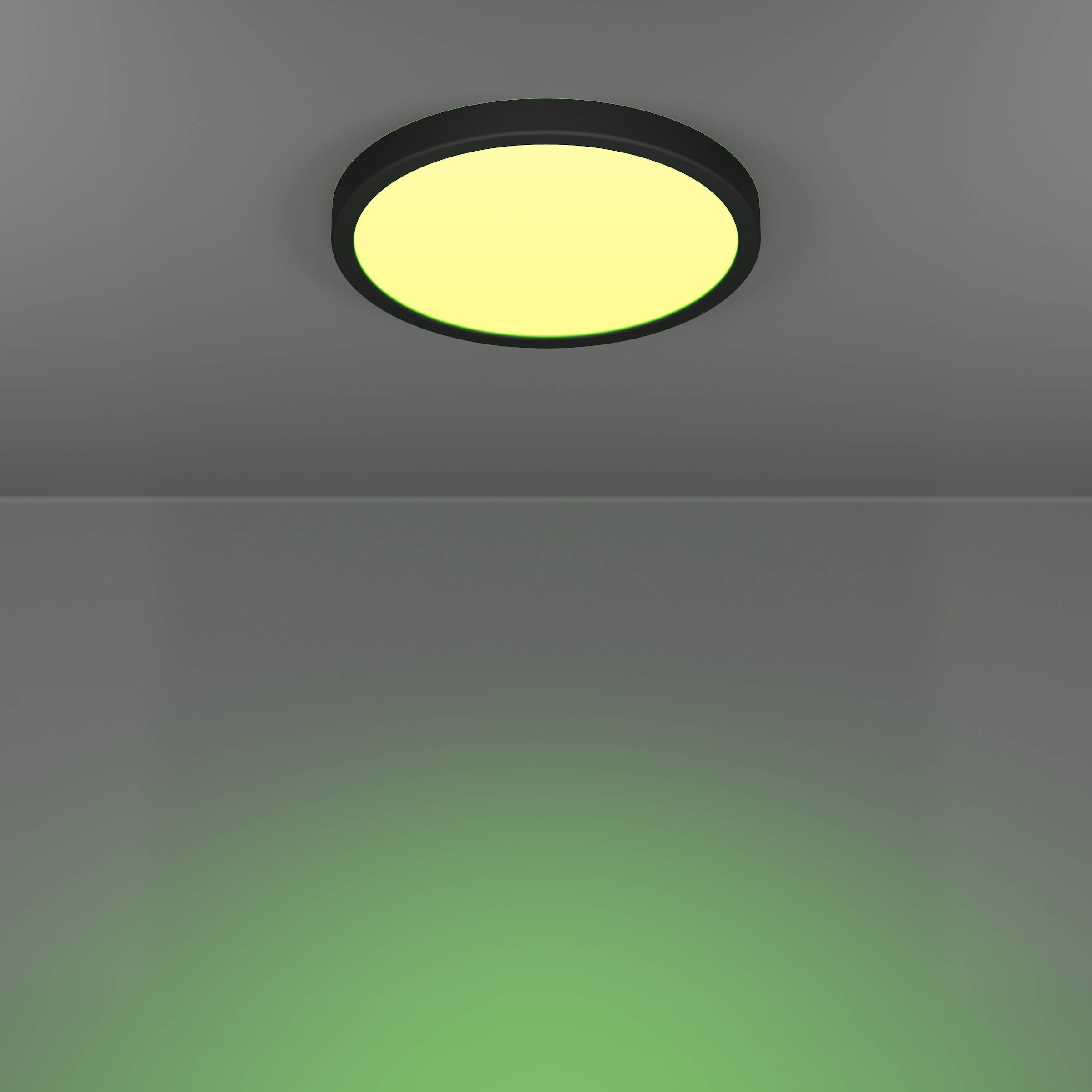 EGLO Aufbauleuchte »Fueva 6-Z Deckenlampe, ZigBee, App und Sprachsteuerung, Badlampe, IP44« LED-Modul 1 Stk. Kaltweiß | RGB Aufbauleuchte - H2,5 x Ø27,8 cm - schwarz - 14,3W inkl.