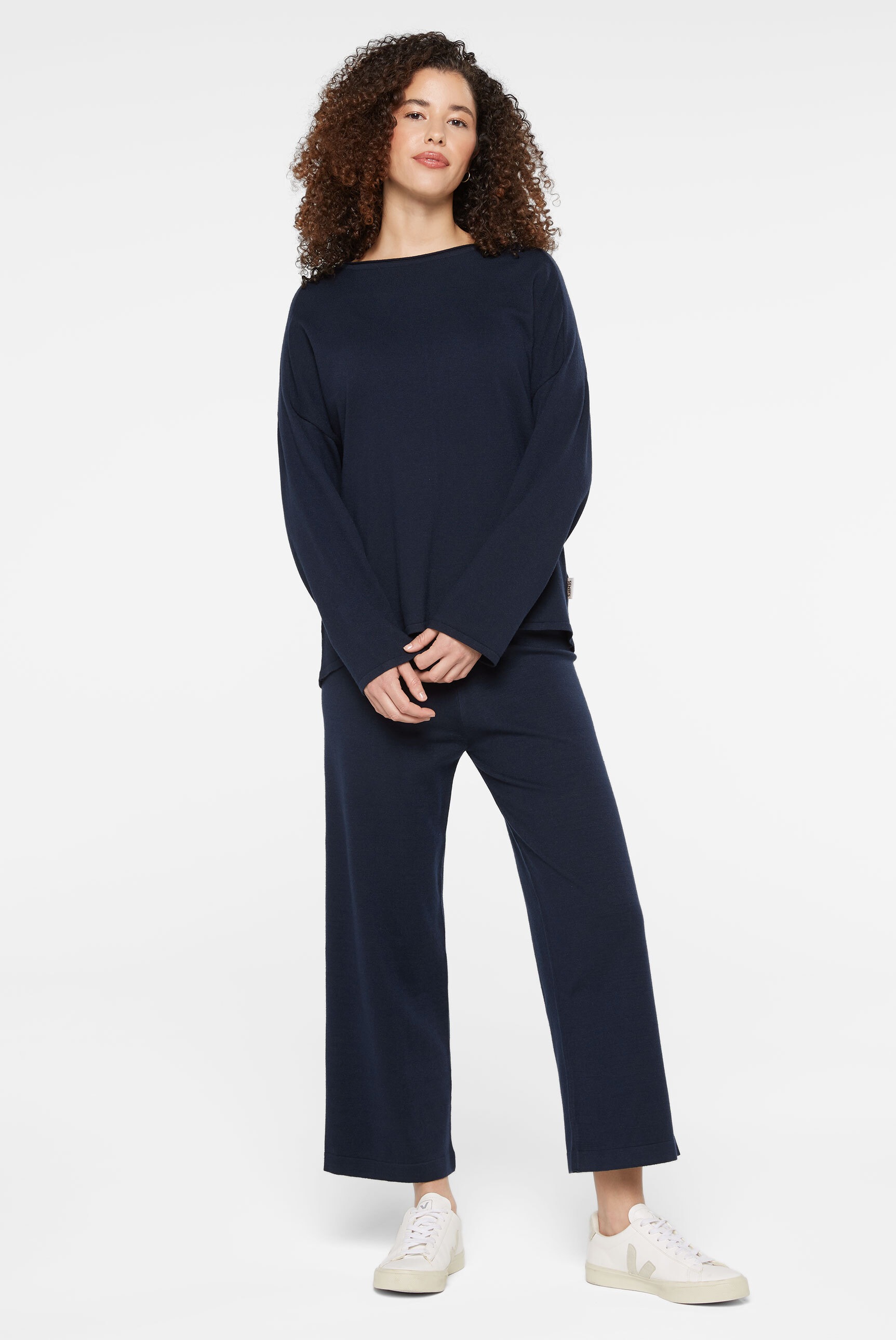 SENSES.THE LABEL Rundhalspullover, mit Rollsäumen
