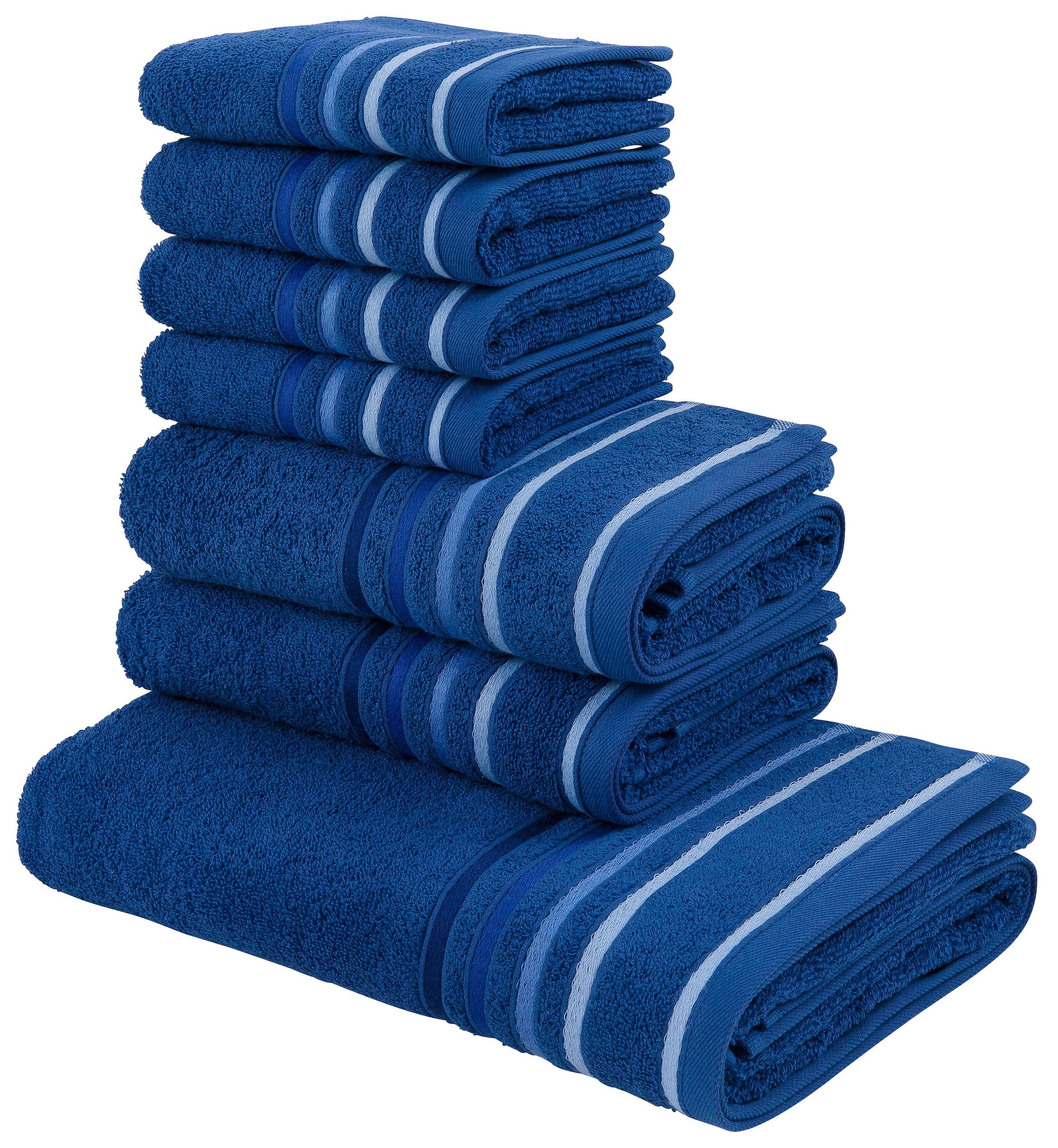 my home Handtuch Set mehrfarbiger Handtuchset BAUR mit Set, Rechnung Baumwolle auf 7 100% tlg., »Niki«, Streifenbordüre, aus | Walkfrottee