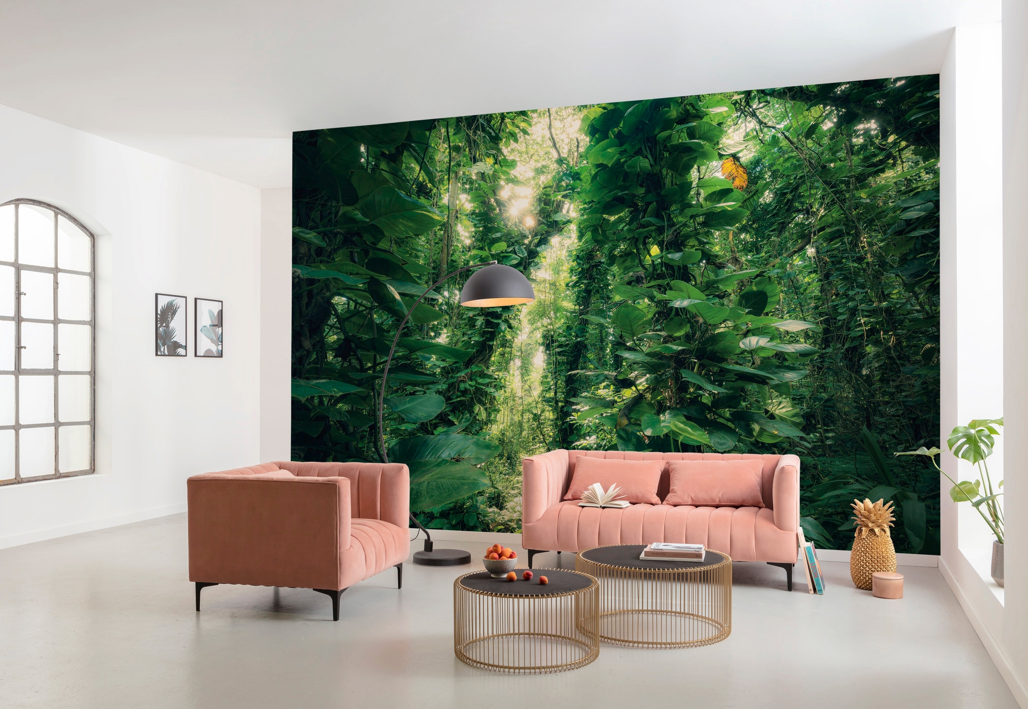 Komar Vliestapete »Digitaldruck Vlies - Green Leaves - Größe 450 x 280 cm«, bedruckt, Wohnzimmer, Schlafzimmer