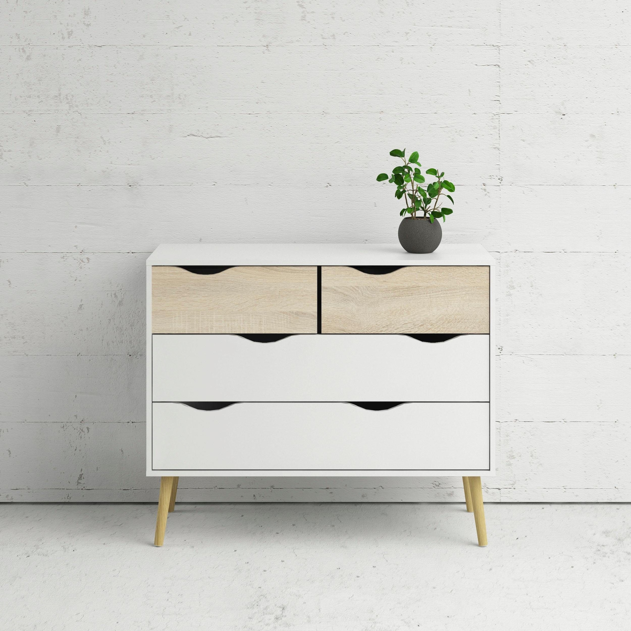 andas Kommode "Oslo, Aufbewahrung, Schubladenschrank, Stauraum", Sideboard mit 4 Schubladen, Vollholzbeine, Breite 99 cm