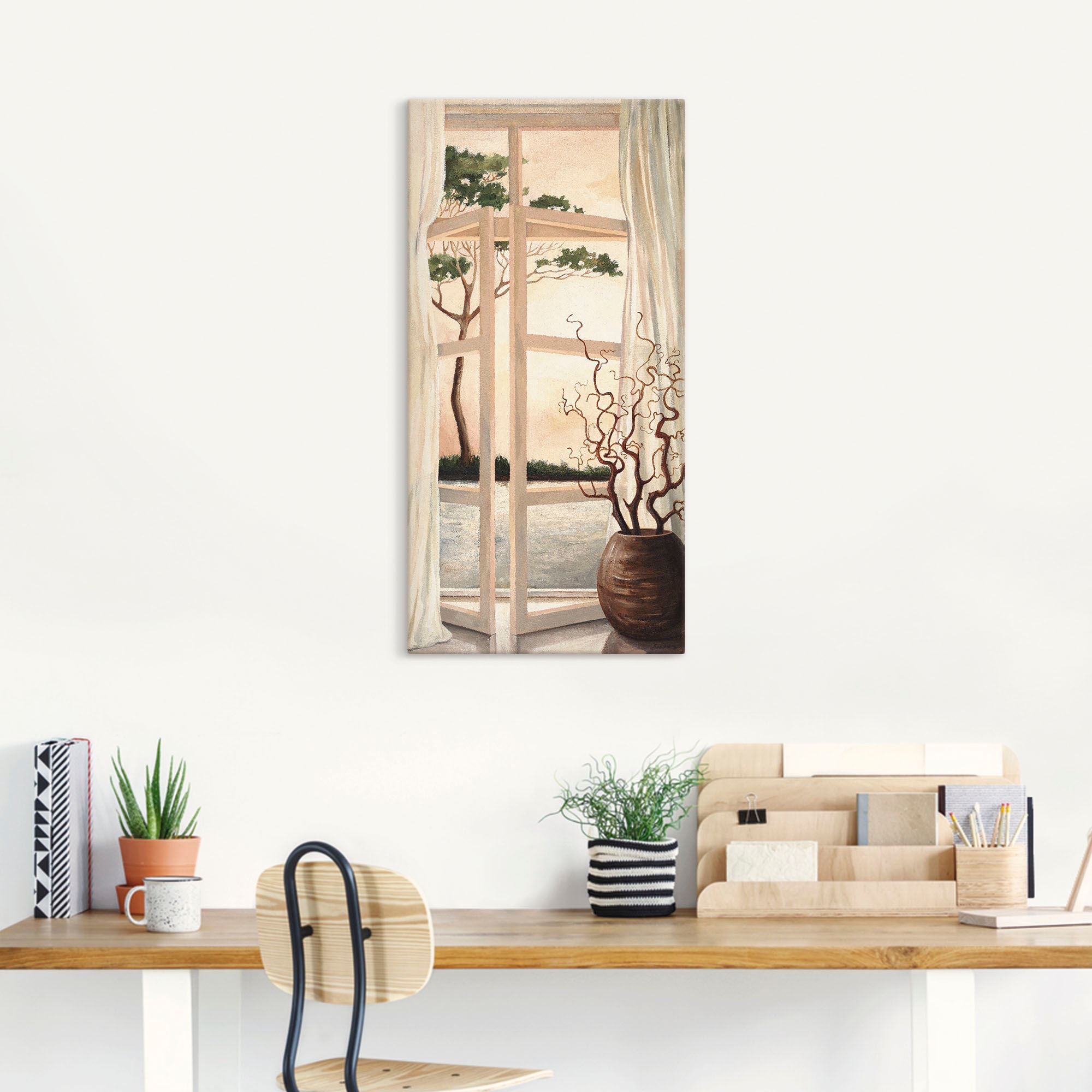 Artland Wandbild "Fensterbild Toskanischer Sonnenuntergang" Fensterblick 1 günstig online kaufen