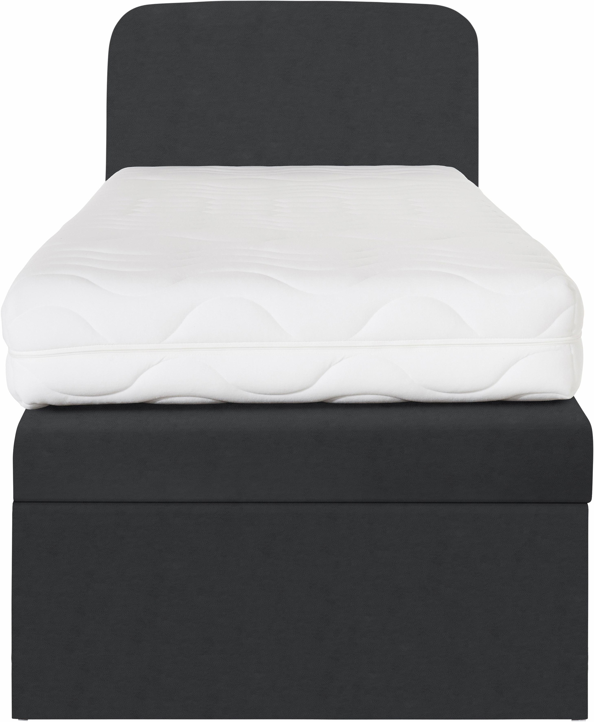 Boxspringbett, schwarz, B:105cm L:212cm, Box und Kopfteil: Microvelours (100% Polyester) oder Kunstleder (Polyurethan);Bezug der Obermatratze: 100% Polyester, WESTFALIA SCHLAFKOMFORT, Komplettbetten, Boxspringbett, wahlweise mit Bettkasten 8