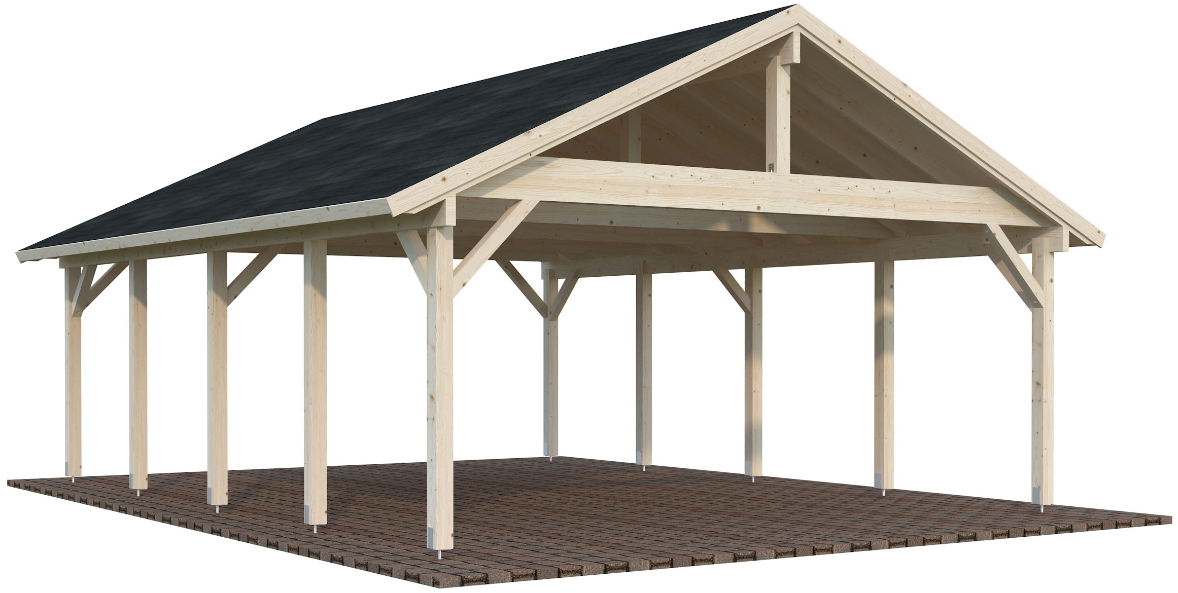 Palmako Doppelcarport »Robert« Massivholz 531 cm natur