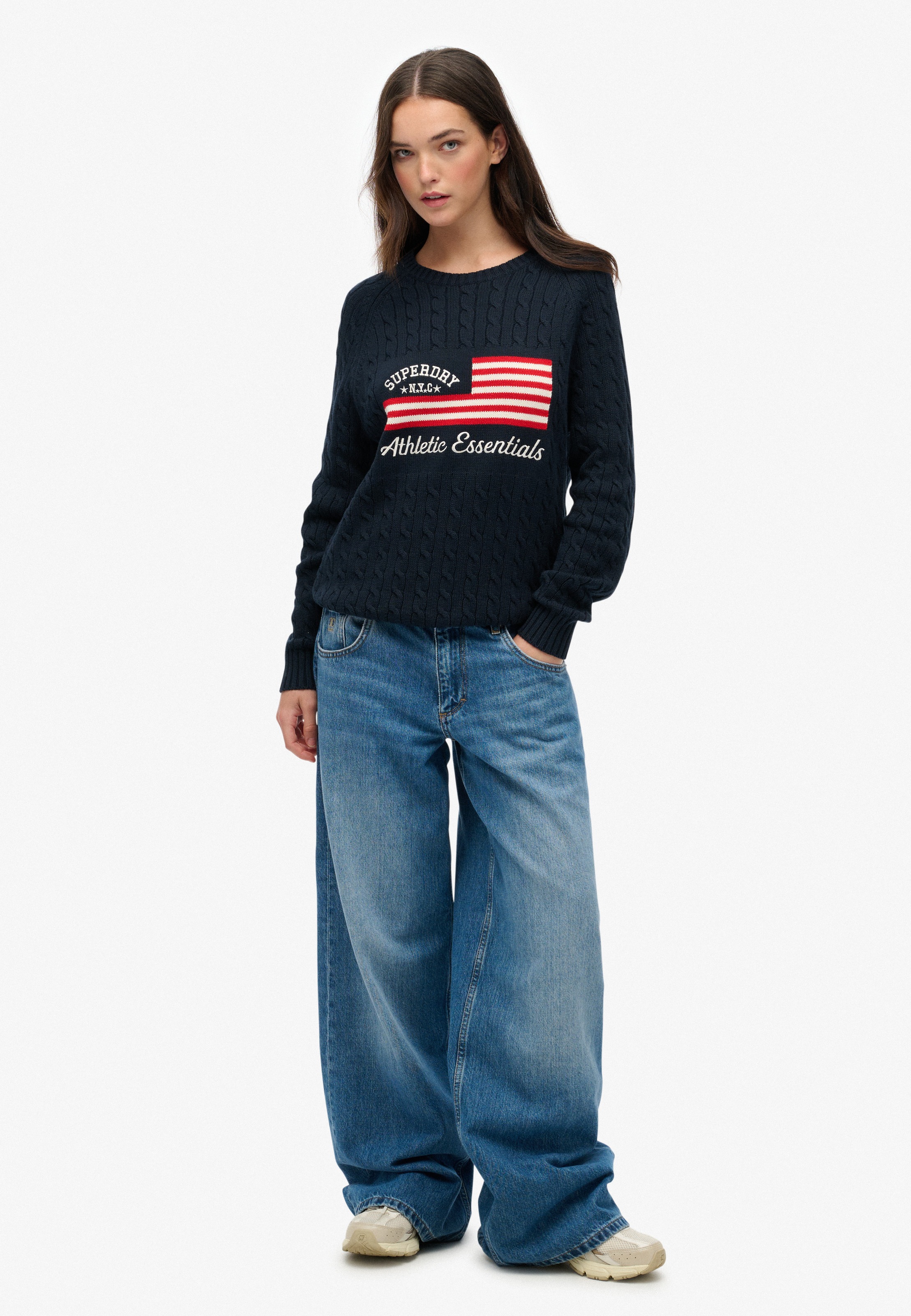 Superdry Strickpullover »SLOUCHY CABLE FLAG KNIT«