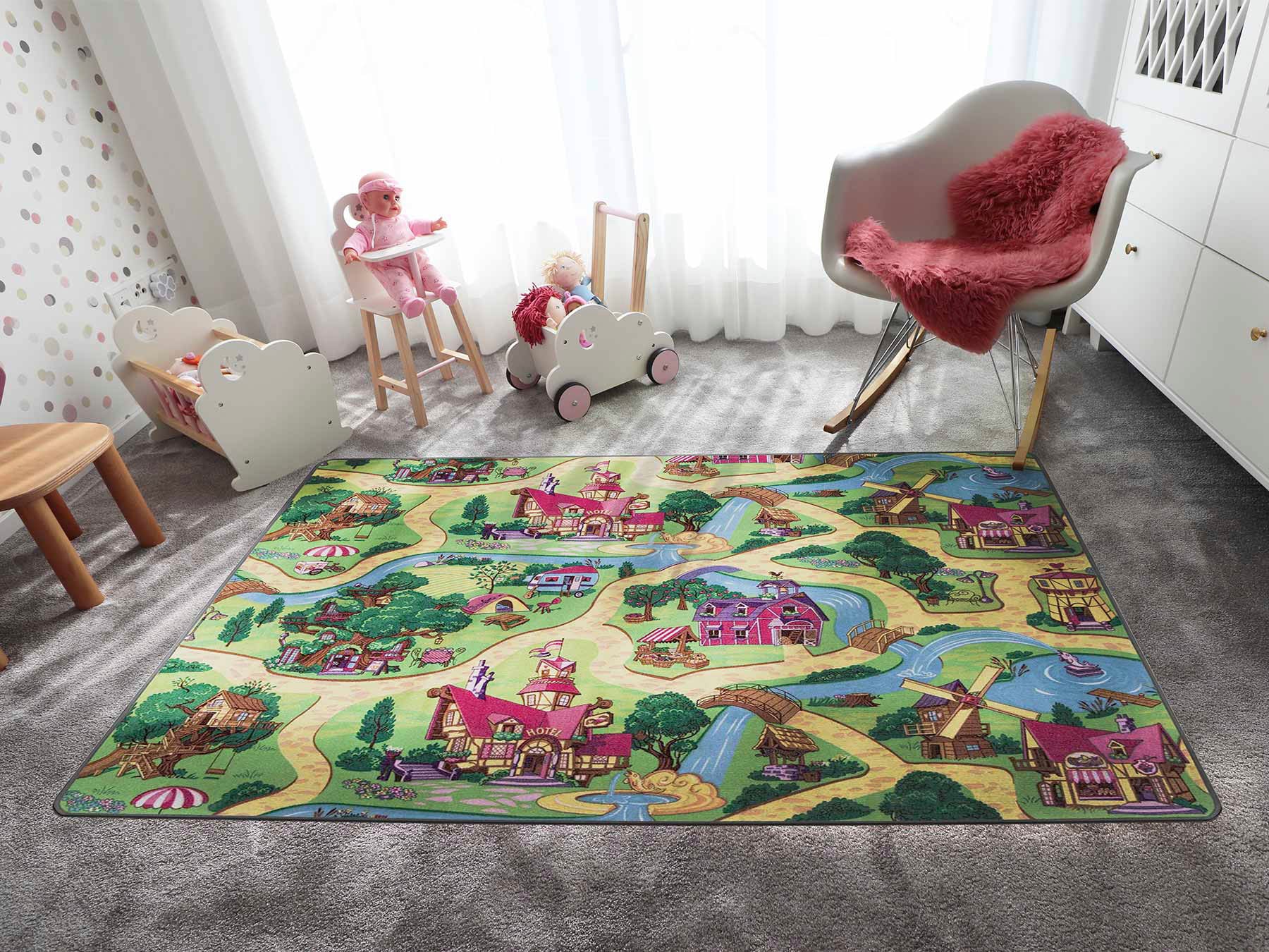 Primaflor-Ideen in Textil Kinderteppich »Spielteppich CANDY TOWN«, rechteckig, Kurzflor, Straßen-Spiel-Teppich, Kinderzimmer