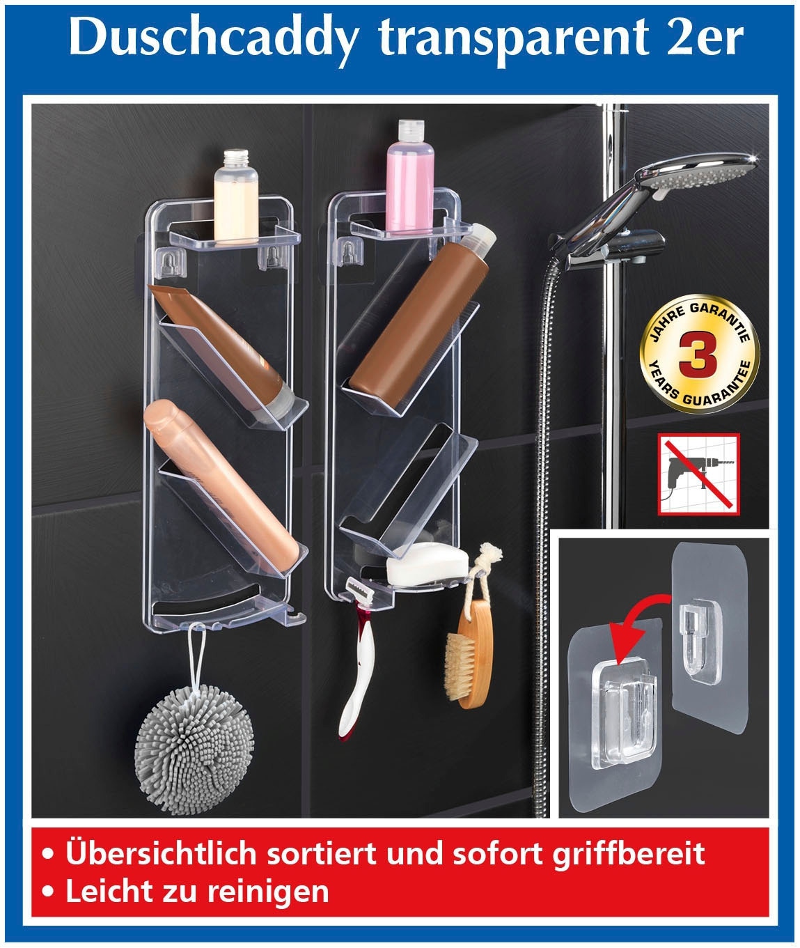 Maximex Duschregal »Aufbewahrungscaddy«, zum Kleben