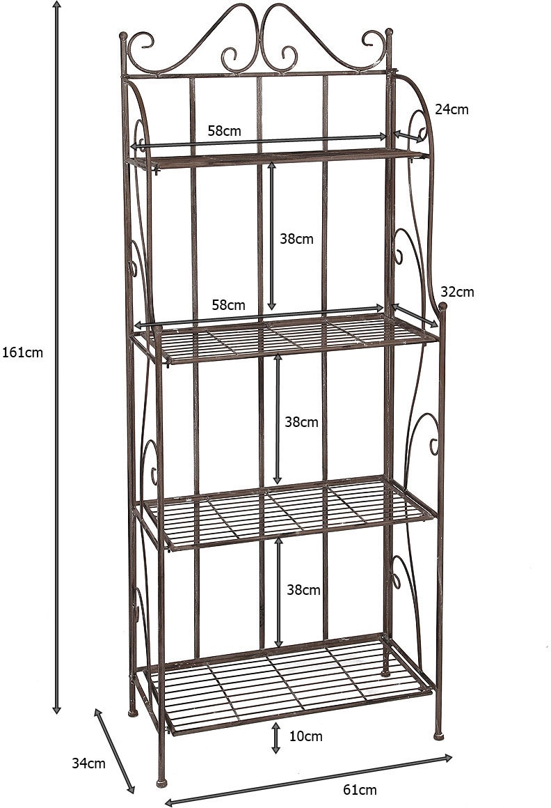 Ambiente Haus Standregal »Regal mit 4 Böden in Antikbraun - 162 cm«, (1 St.)