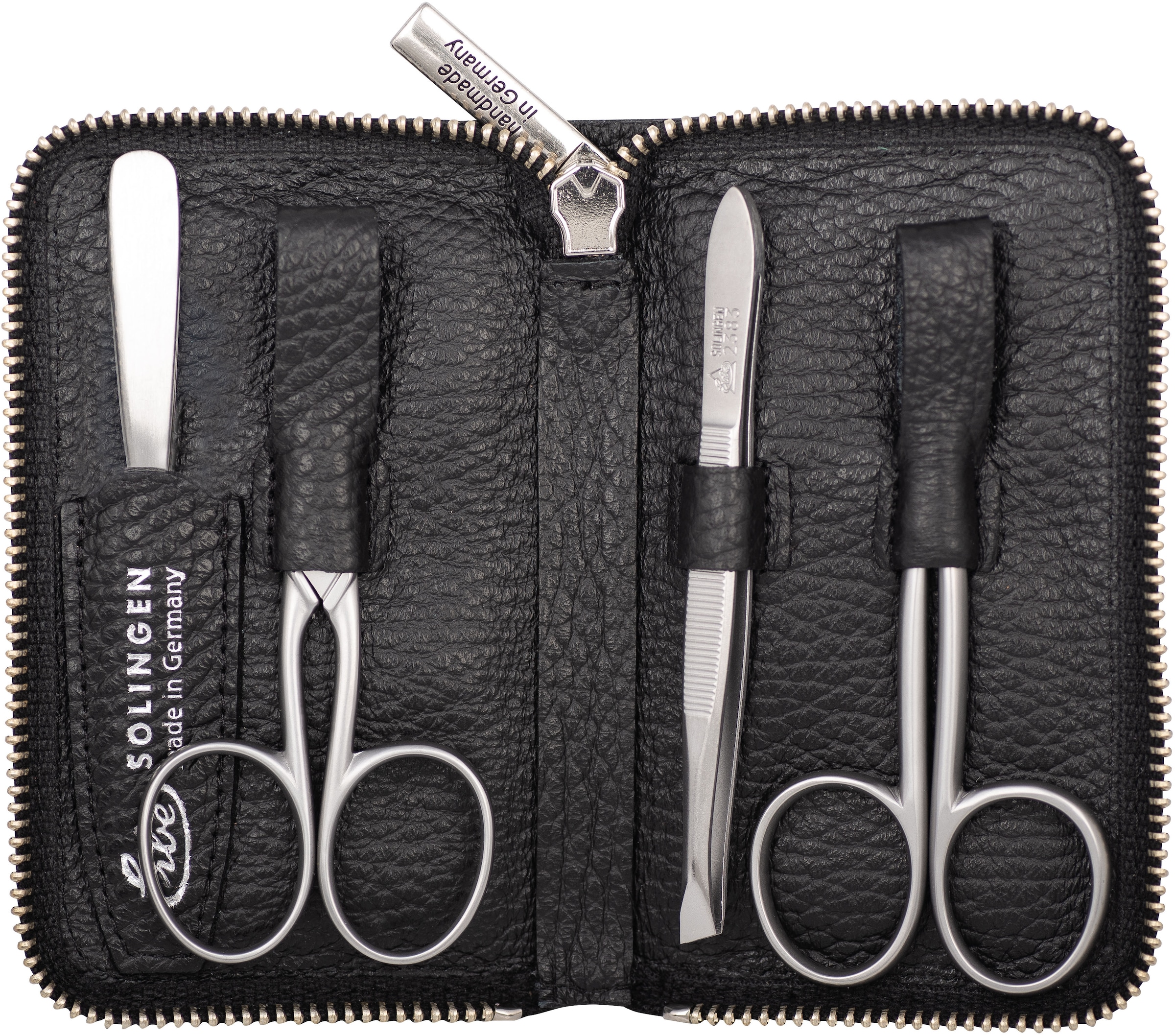 ERBE Maniküre-Etui "Maniküre Set Reißverschluss-Etui Serie "Piemont", blau, 4-tlg.", B/H/T: 65mm x 110mm x 20mm 4, schwarz, B:65mm H:110mm T:20mm,