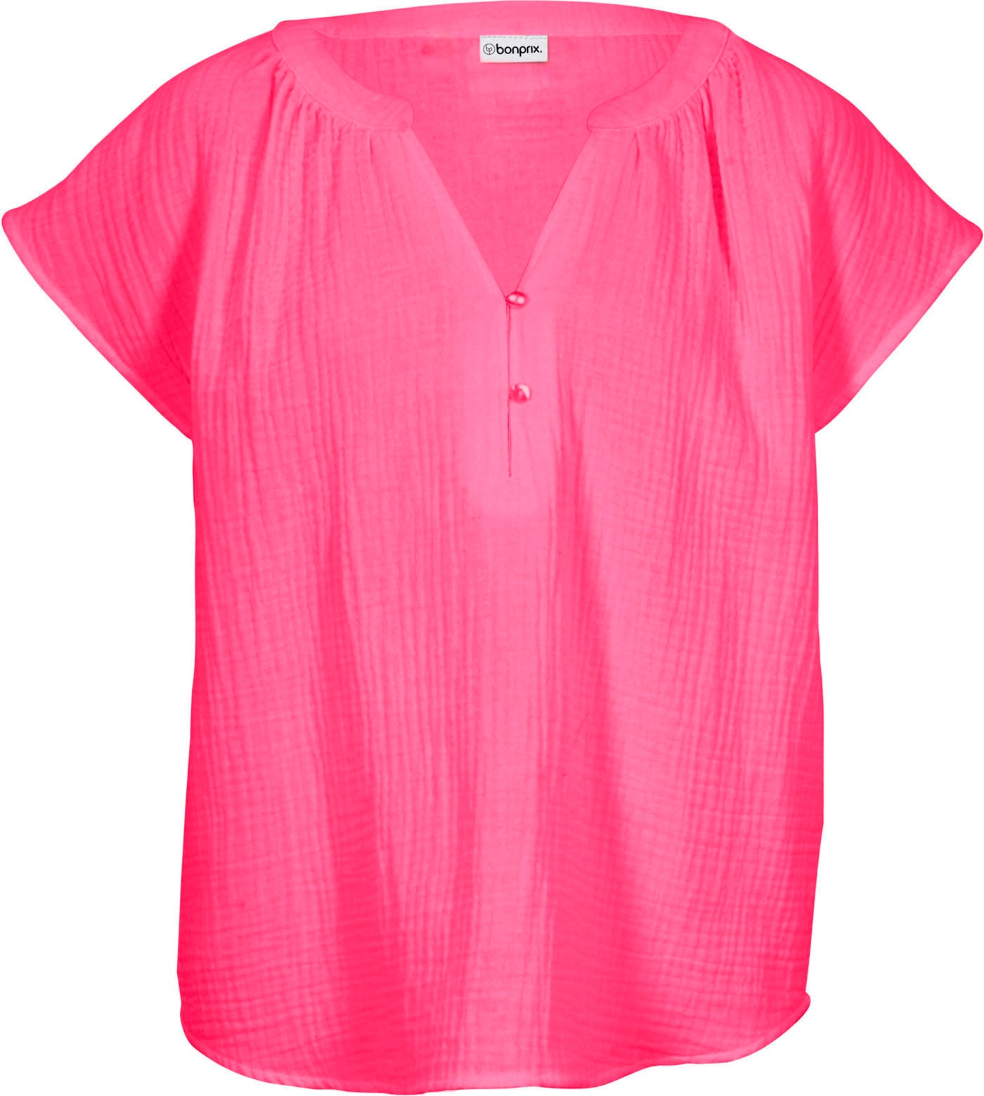 bonprix Shirtbluse »Musselin-Blusentop aus reiner Baumwolle« Oversize-Passform, mit V-Ausschnitt, aus Baumwolle