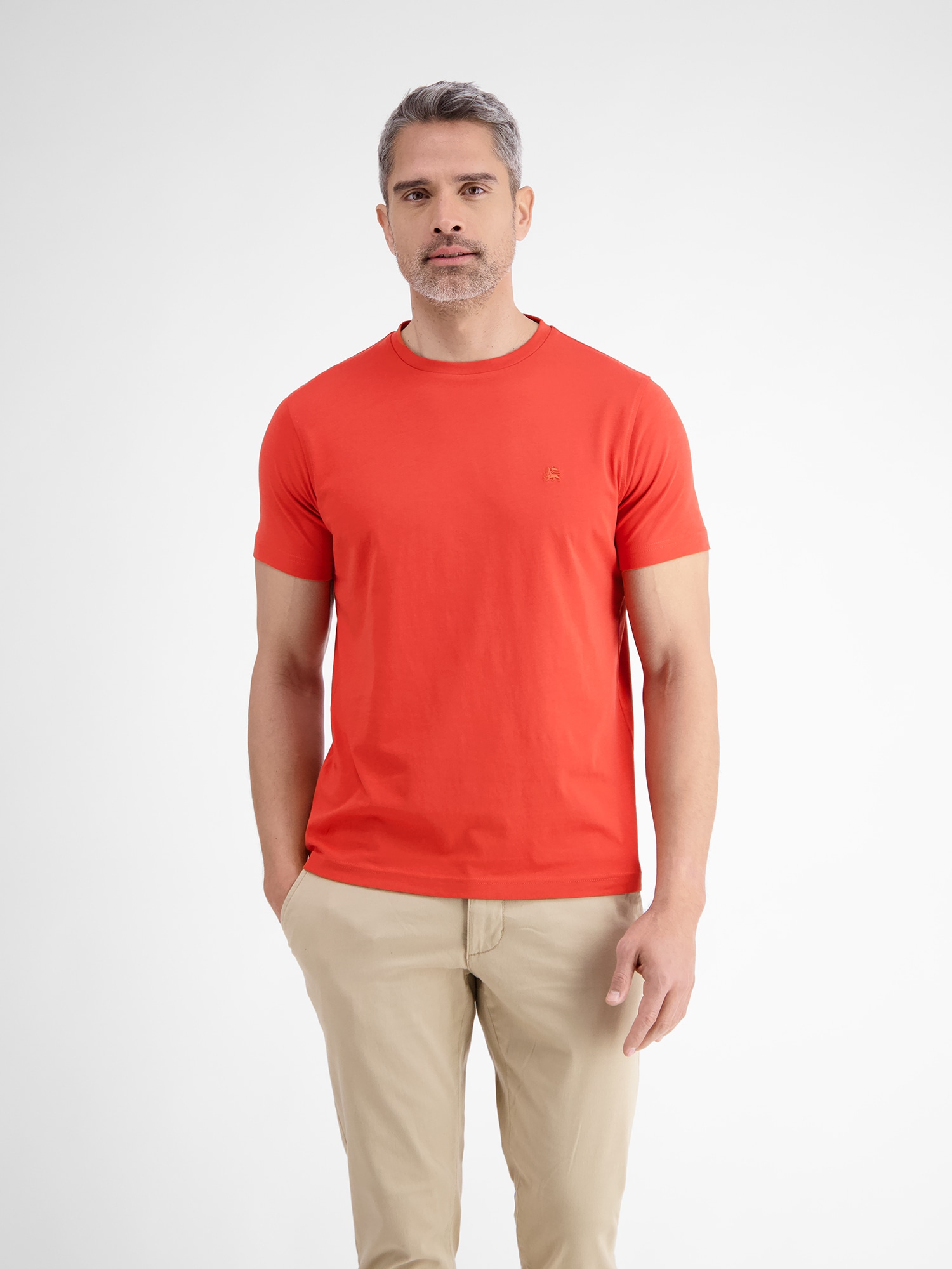 LERROS T-Shirt "Basic T-Shirt mit Logostitck, unifarben" Herren T-Shirt, ohne Aufdruck, einfarbig, unifarben, 100% Baumwolle