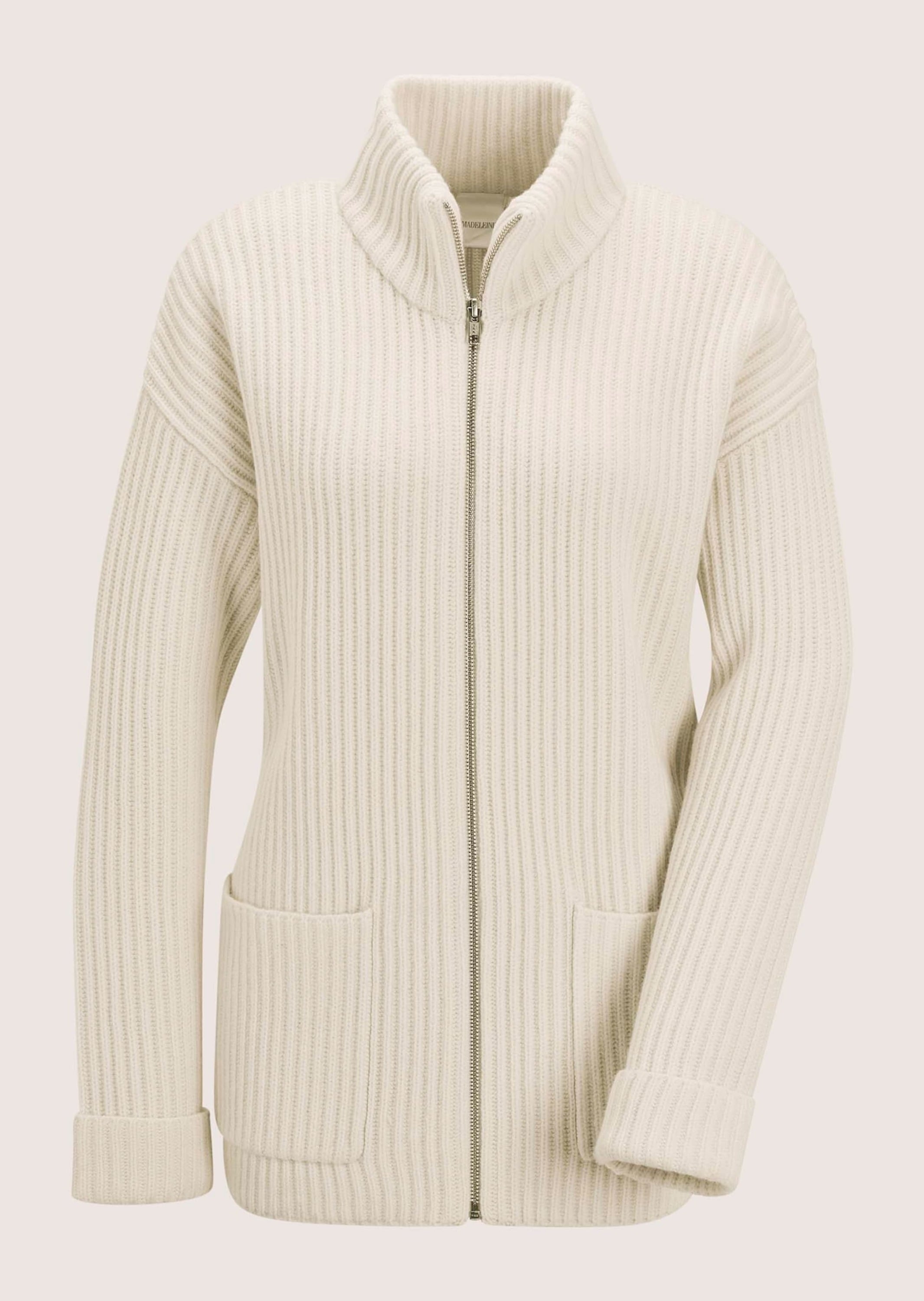 MADELEINE Strickjacke "Cardigan Weiche Wolljacke mit Reißverschluss" Grobstrick