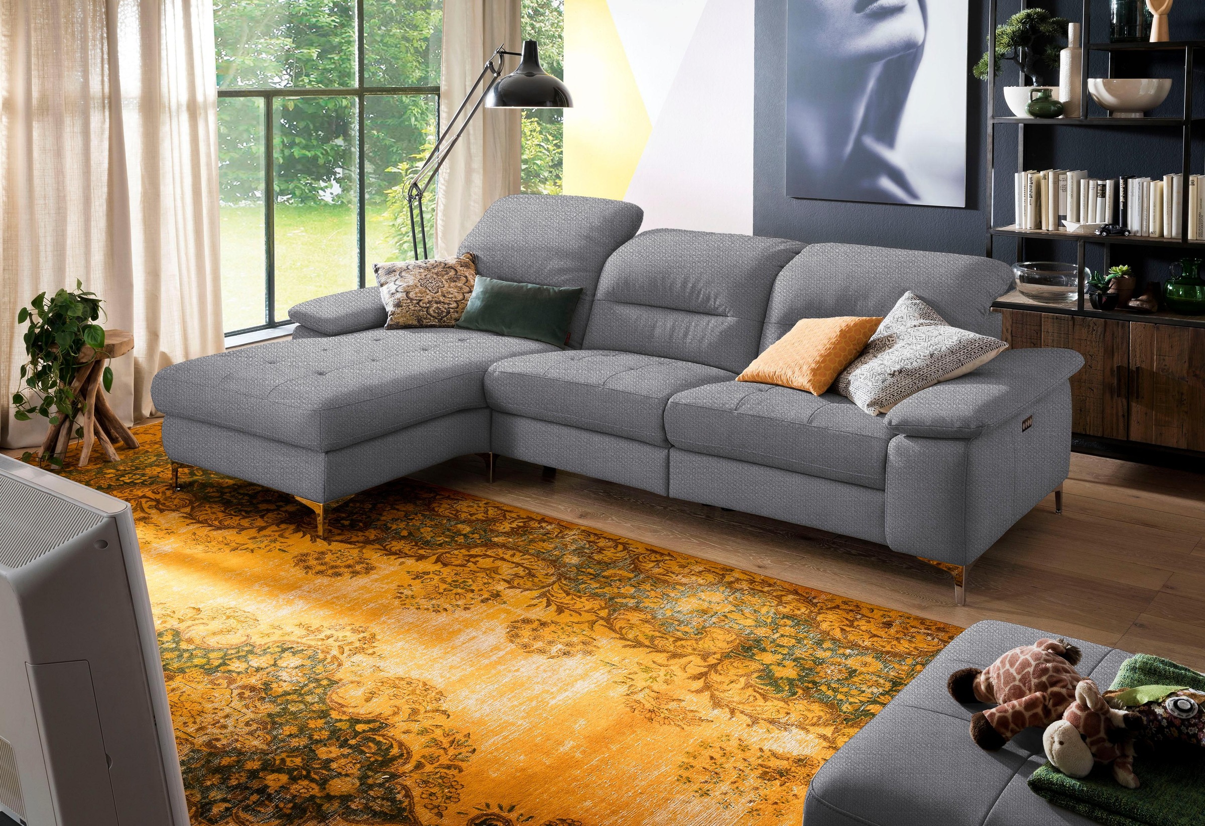 Places of Style Ecksofa »Basel L-Form«, mit vollmotorischer Relaxfunktion und motorischer Recamiere