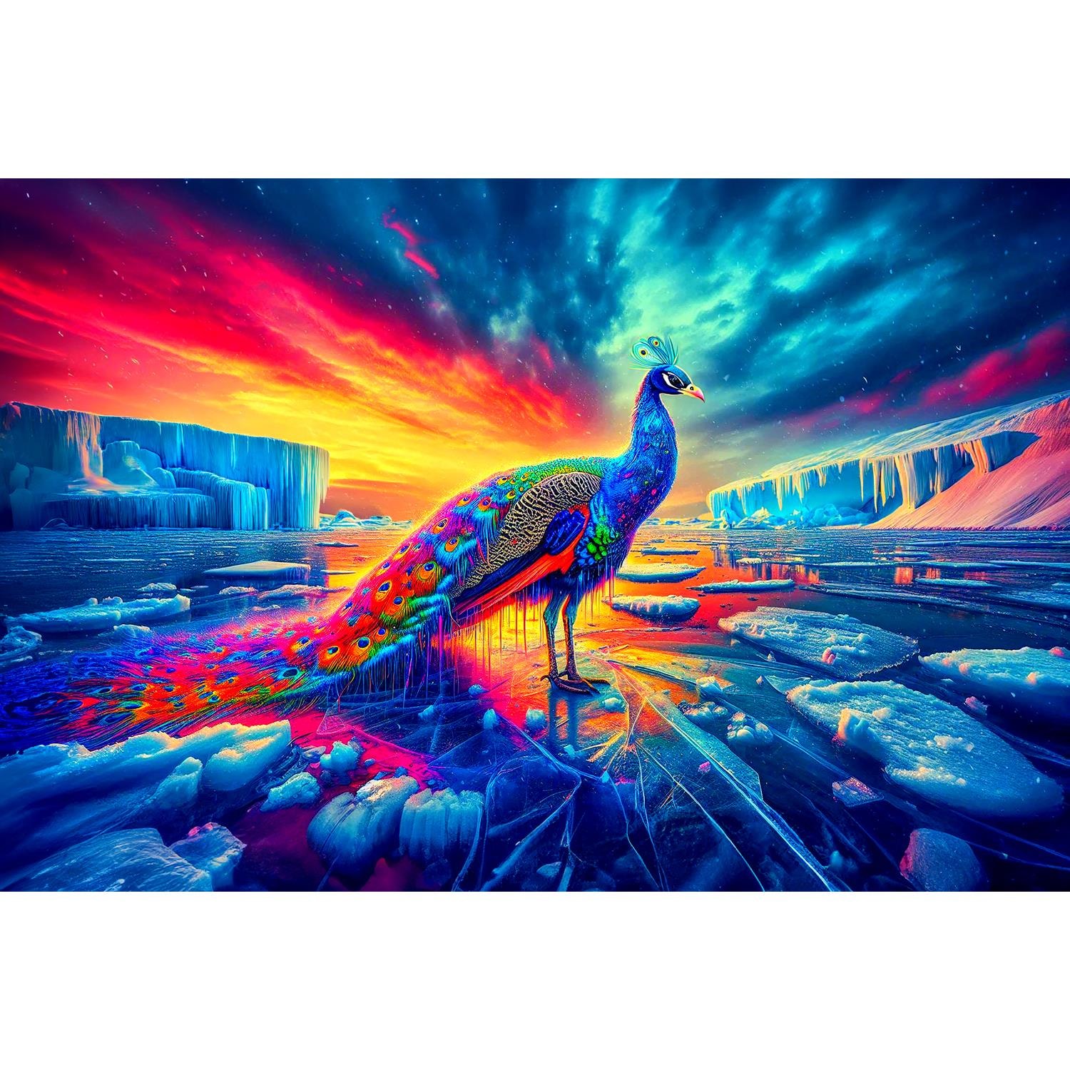 queence Acrylglasbild "Surrealer Polarzauber", Fantasy-Vögel-Sonnenaufgang- günstig online kaufen