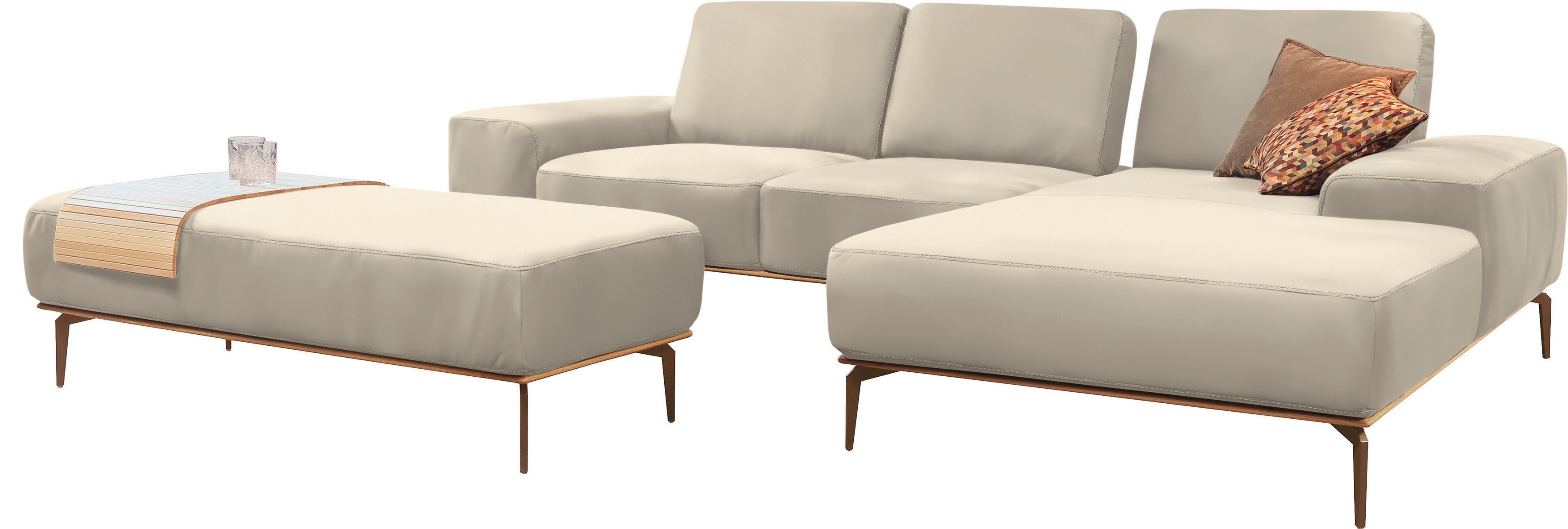 Thumbnail - W.SCHILLIG Ecksofa "run, Designsofa mit tollem Sitzkomfort, bequem, L-Form" mit Holzsockel, Füße in Bronze pulverbeschic...