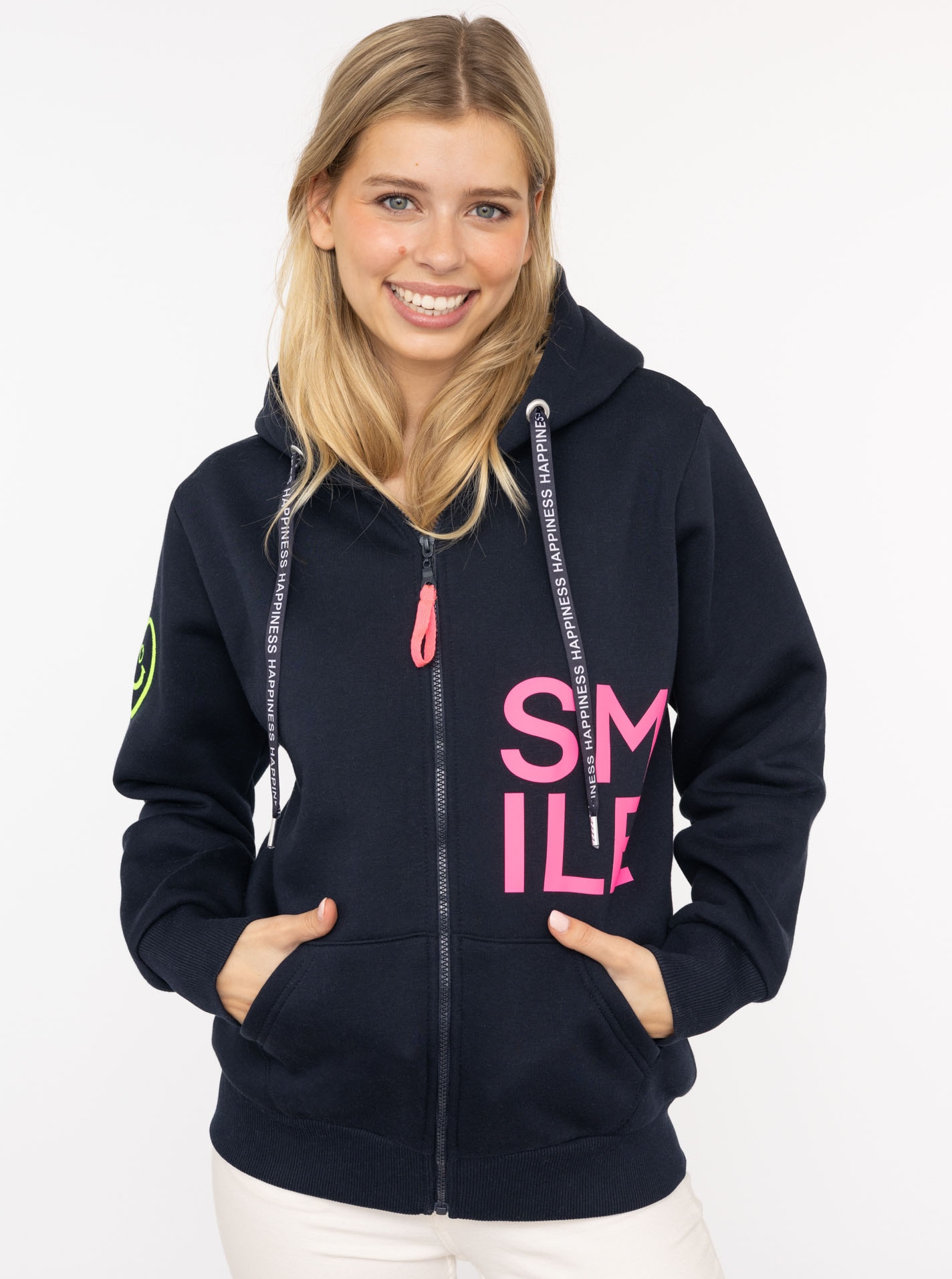 Zwillingsherz Kapuzensweatjacke ""Alissa"", mit SMILE, gesticktem Herz am A günstig online kaufen