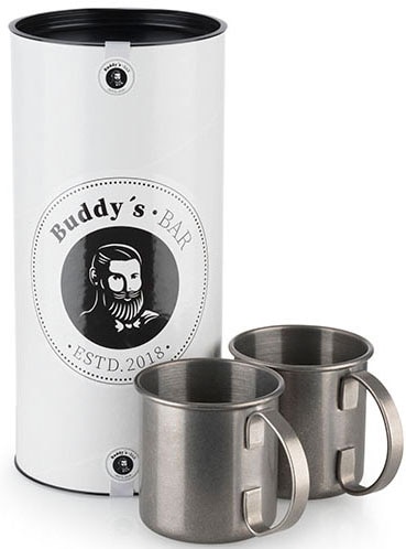 Buddys Becher "Buddy´s Bar" Moscow Mule Becher, 450 ml, hochwertiger Edelstahl, Edelstahl Antik