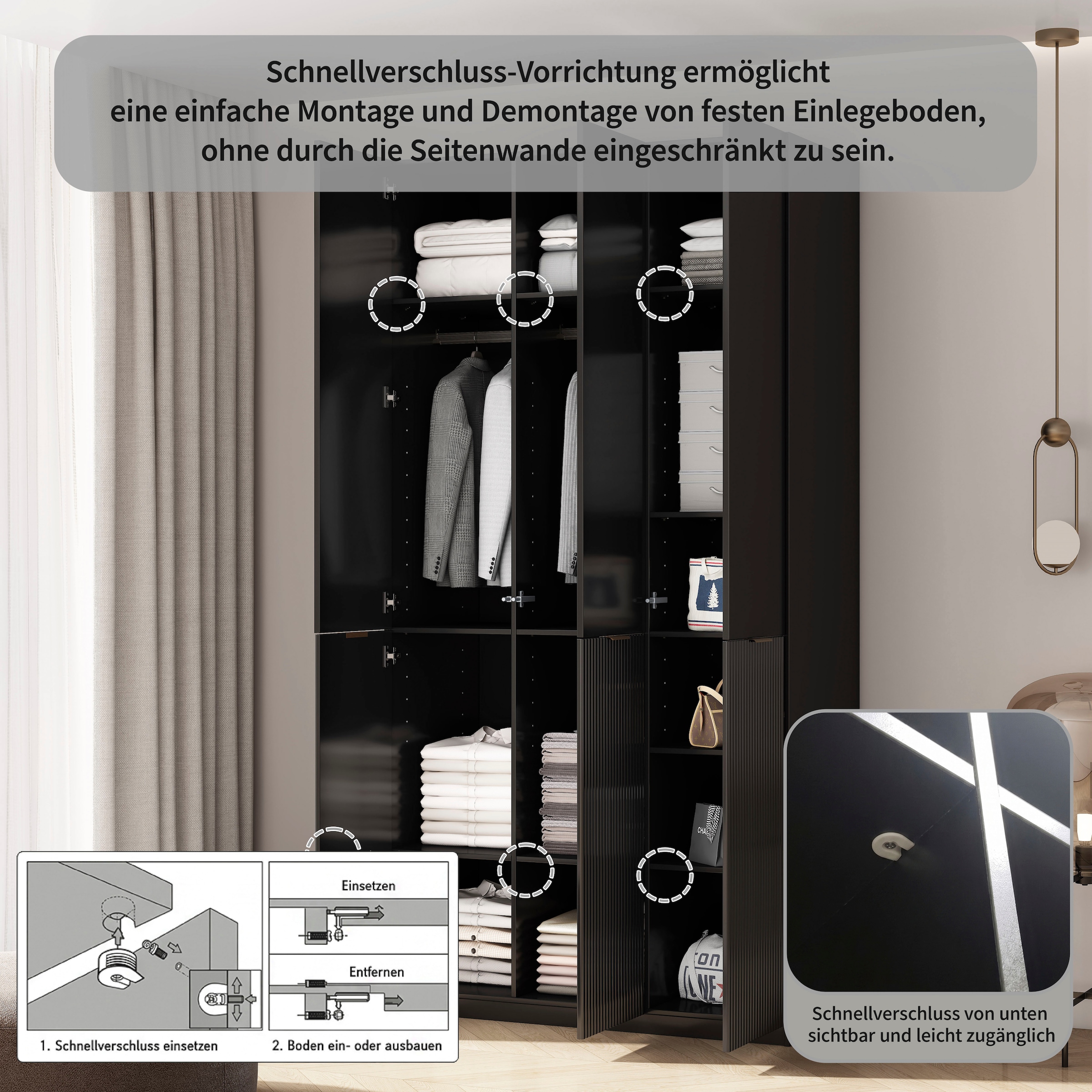 OTTO home Kleiderschrank »Jorella Schlafzimmerschrank Garderobe mit Softclose« eleganter Schlafzimmerschrank Rillendesign Trend Breite 121cm