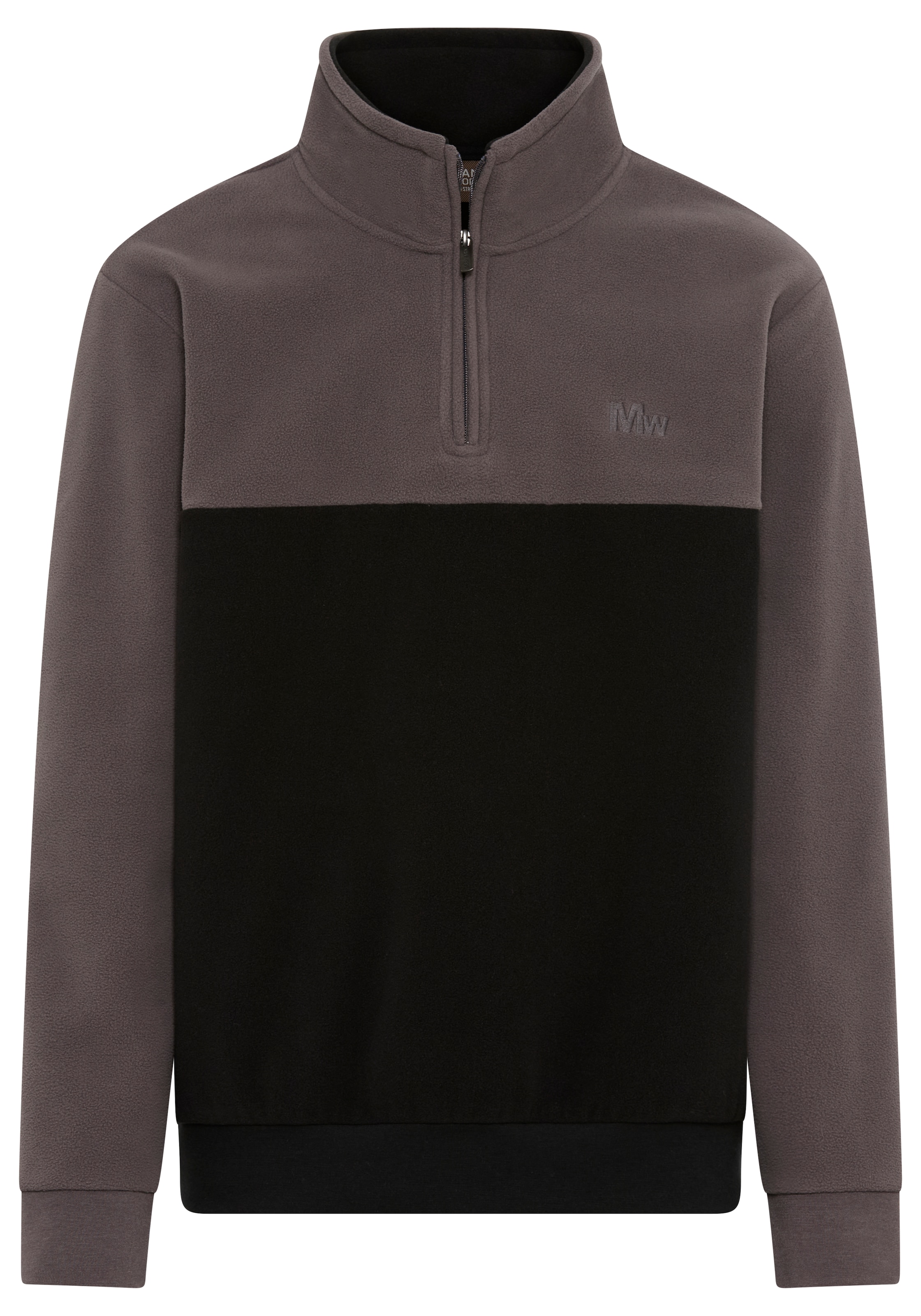 Man's World Fleecepullover, Troyer mit Kontrast-Part, ideal für den Übergang