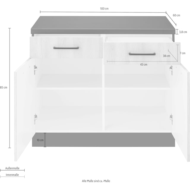 wiho Küchen Unterschrank »Esbo«, 100 cm breit | BAUR