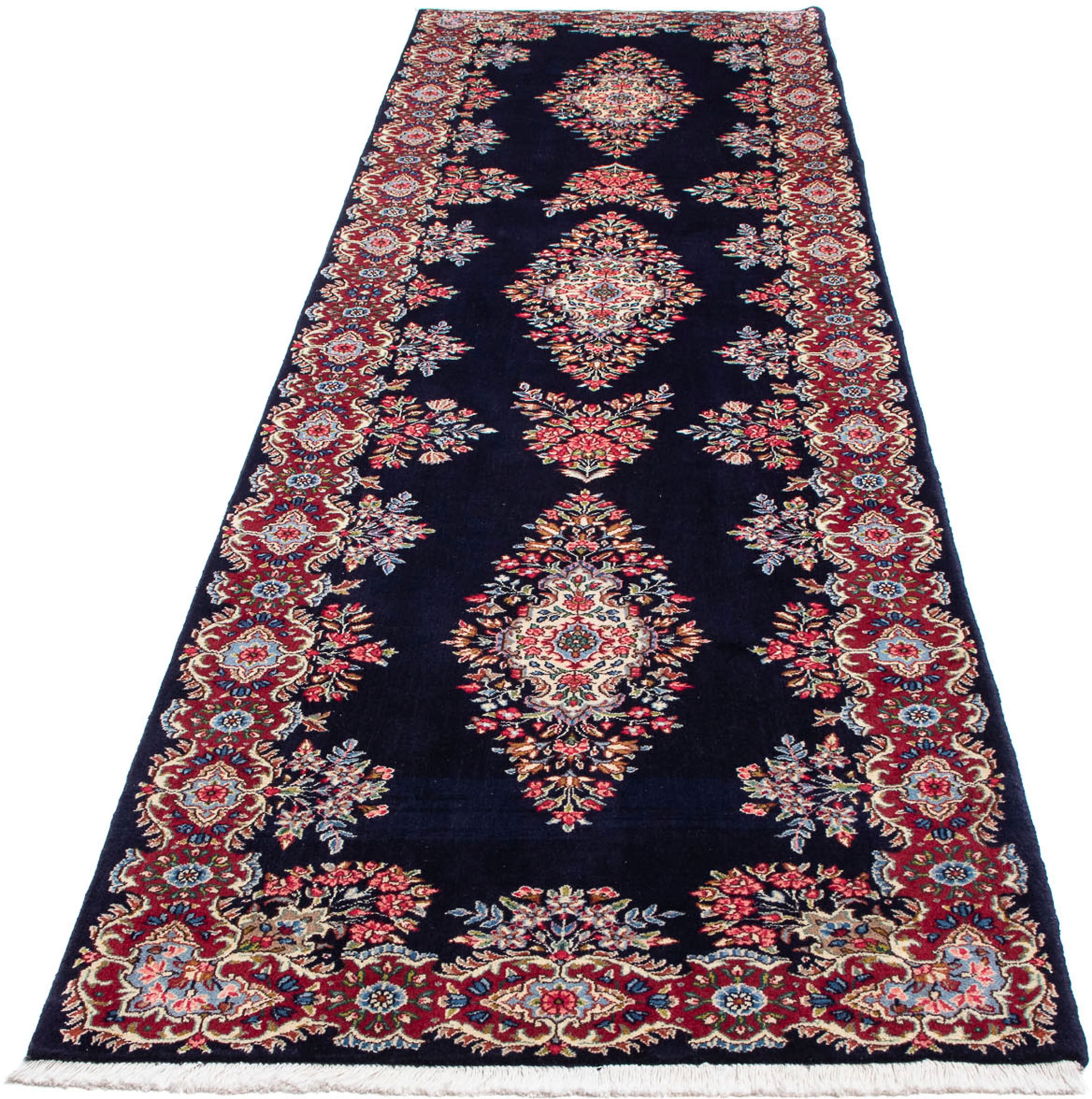 morgenland Orientteppich "Perser - Royal - 370 x 98 cm - dunkelblau", rechteckig, Wohnzimmer, Handgeknüpft, Einzelstück 