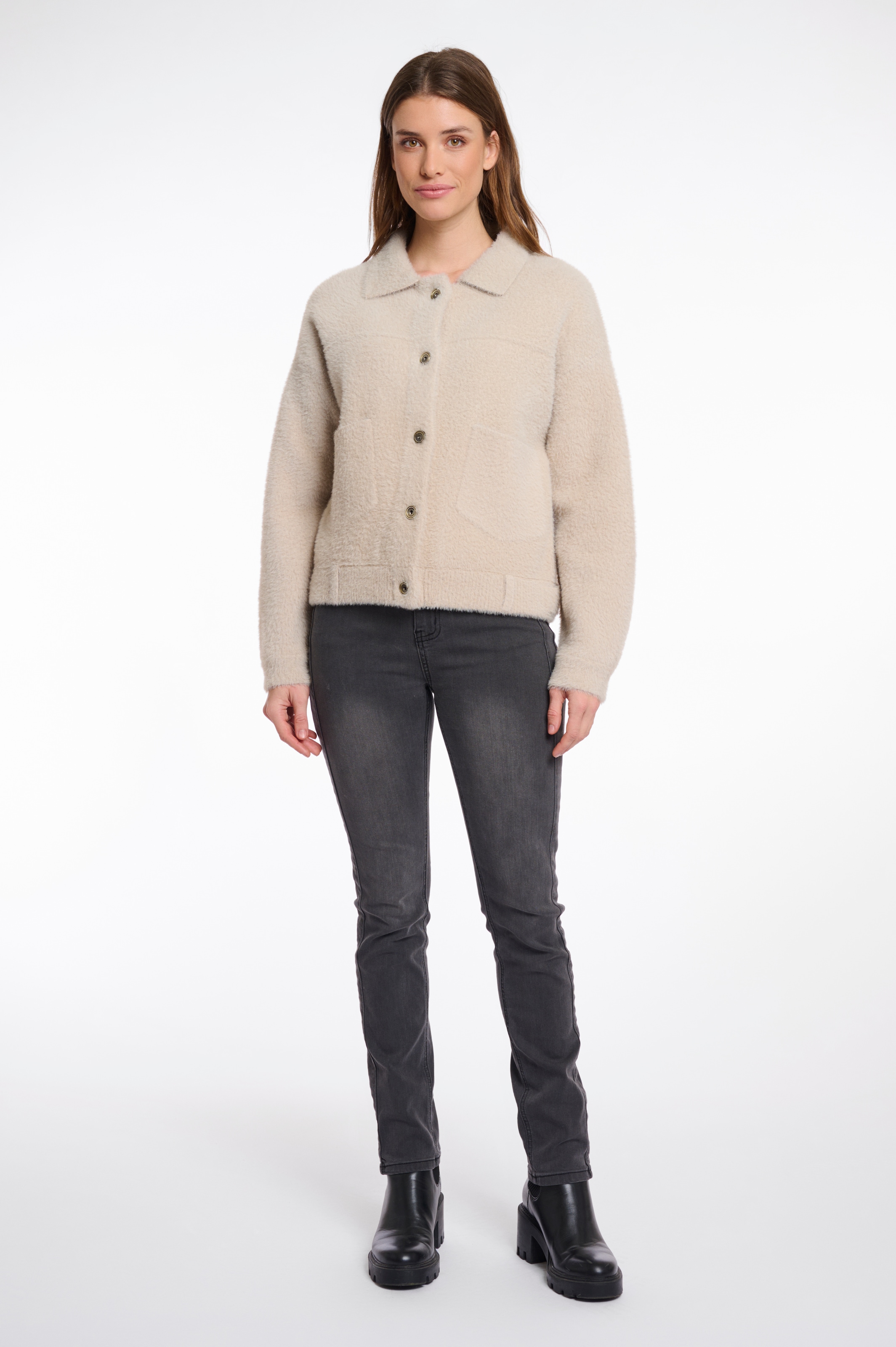 Rino & Pelle Strickjacke »BUBBLY«, im Teddyfell-Look, mit Knopfleiste