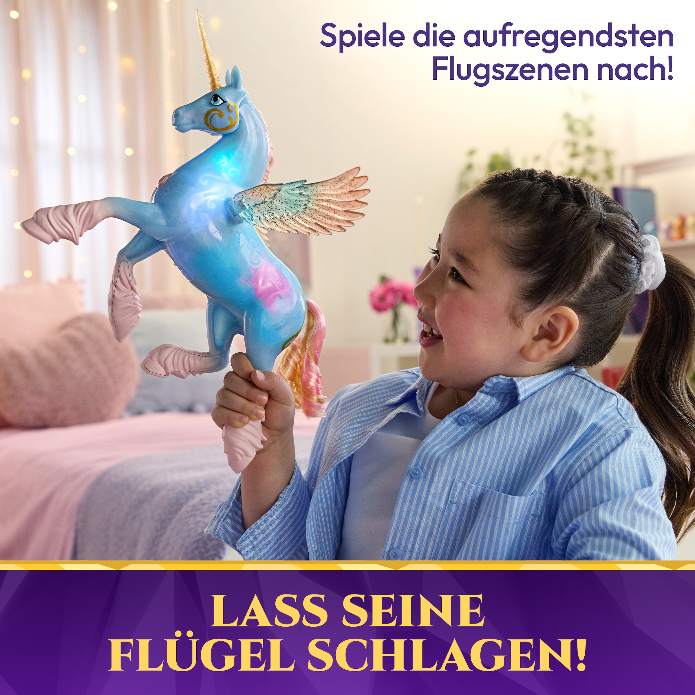 Spin Master Anziehpuppe »Unicorn Academy - Glow Magic Skywind, interaktives Einhorn« mit Licht und Sound
