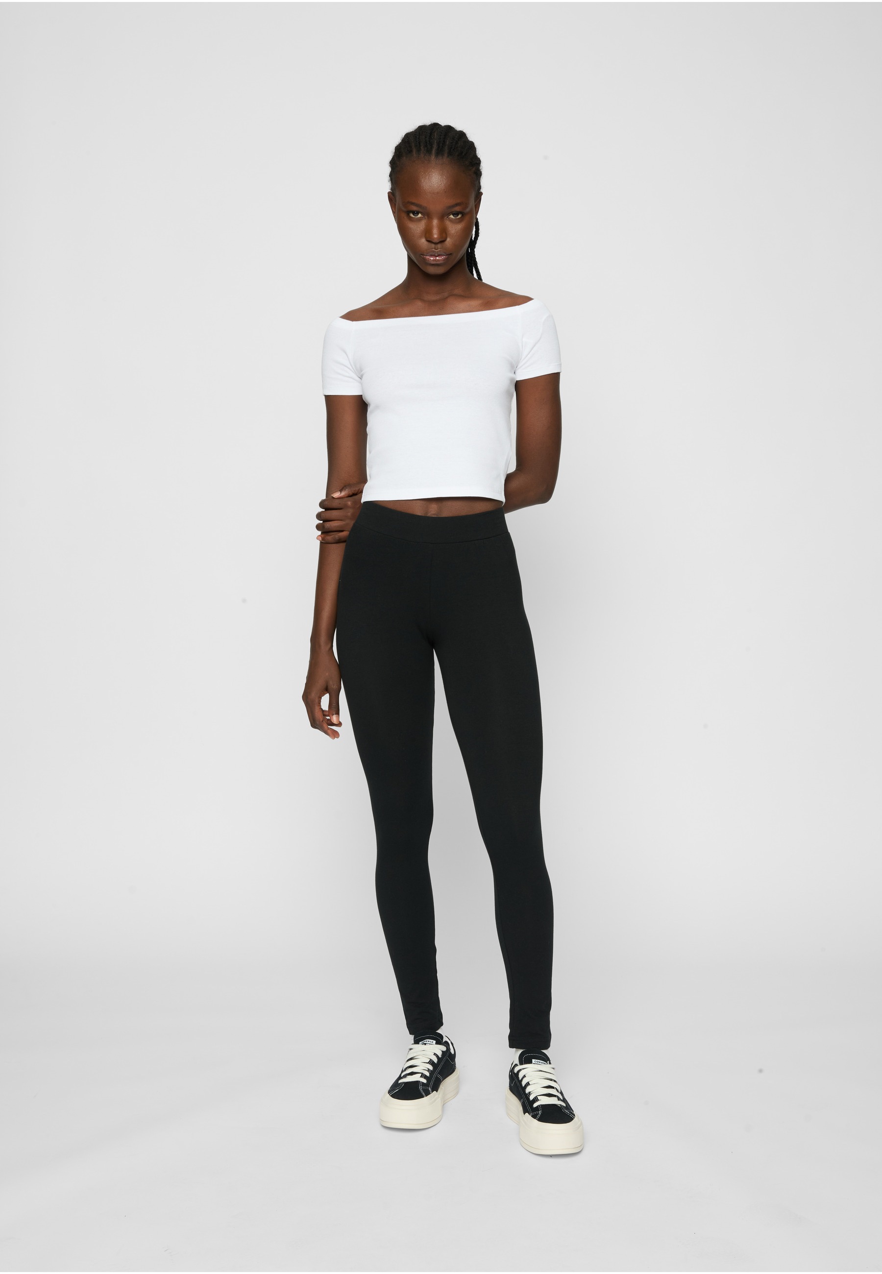 URBAN CLASSICS T-Shirt »Urban Classics Ladies Organic Off Shoulder Rib Tee 2-Pack« 1 Stk.
